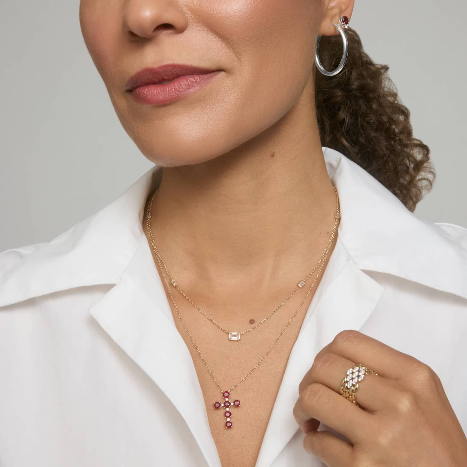 Oval Hoop Earrings (3x30mm) in 14K White Gold