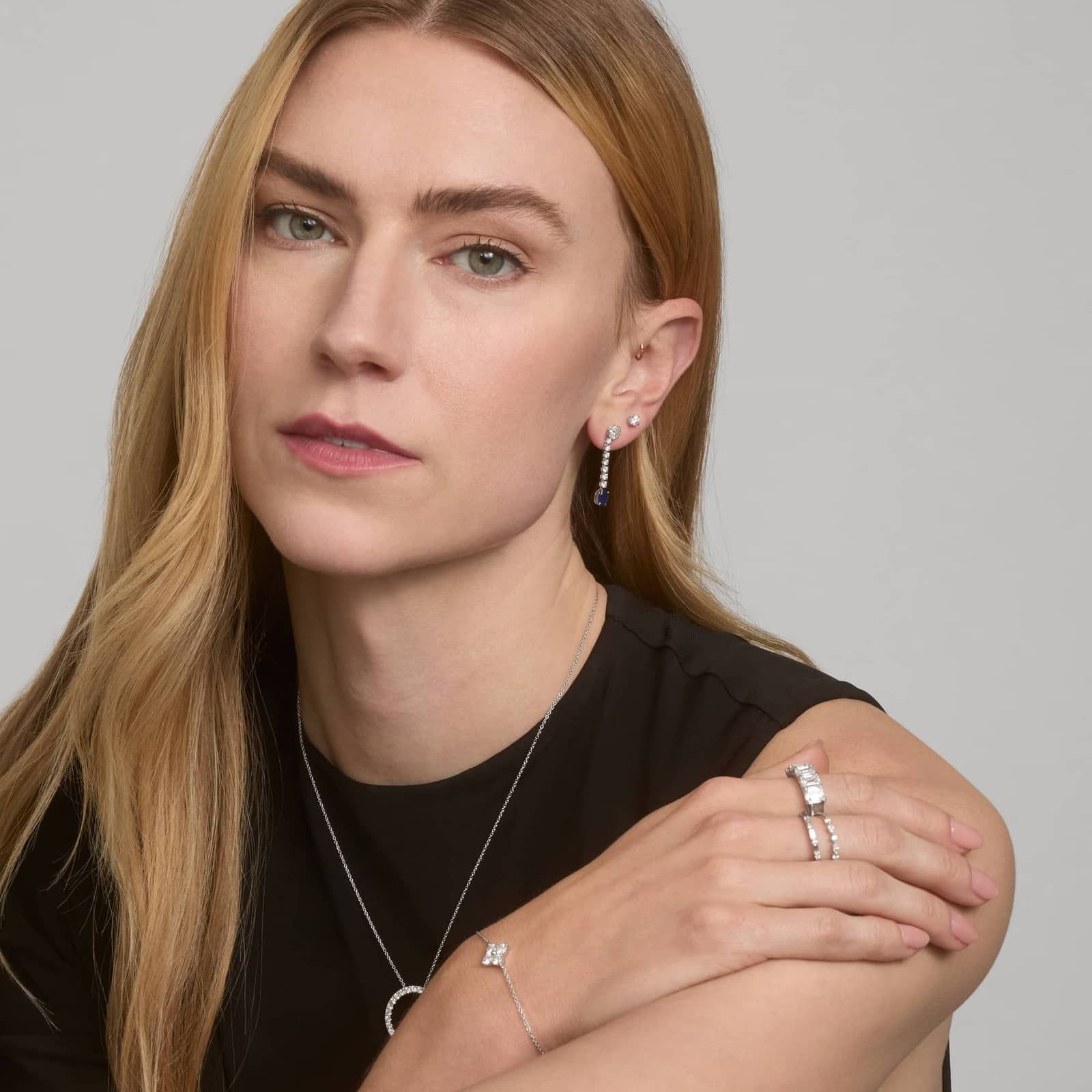 Hidden Halo Stud Earrings with 0.5 CTW Round Cut Diamonds in 14K Yellow Gold