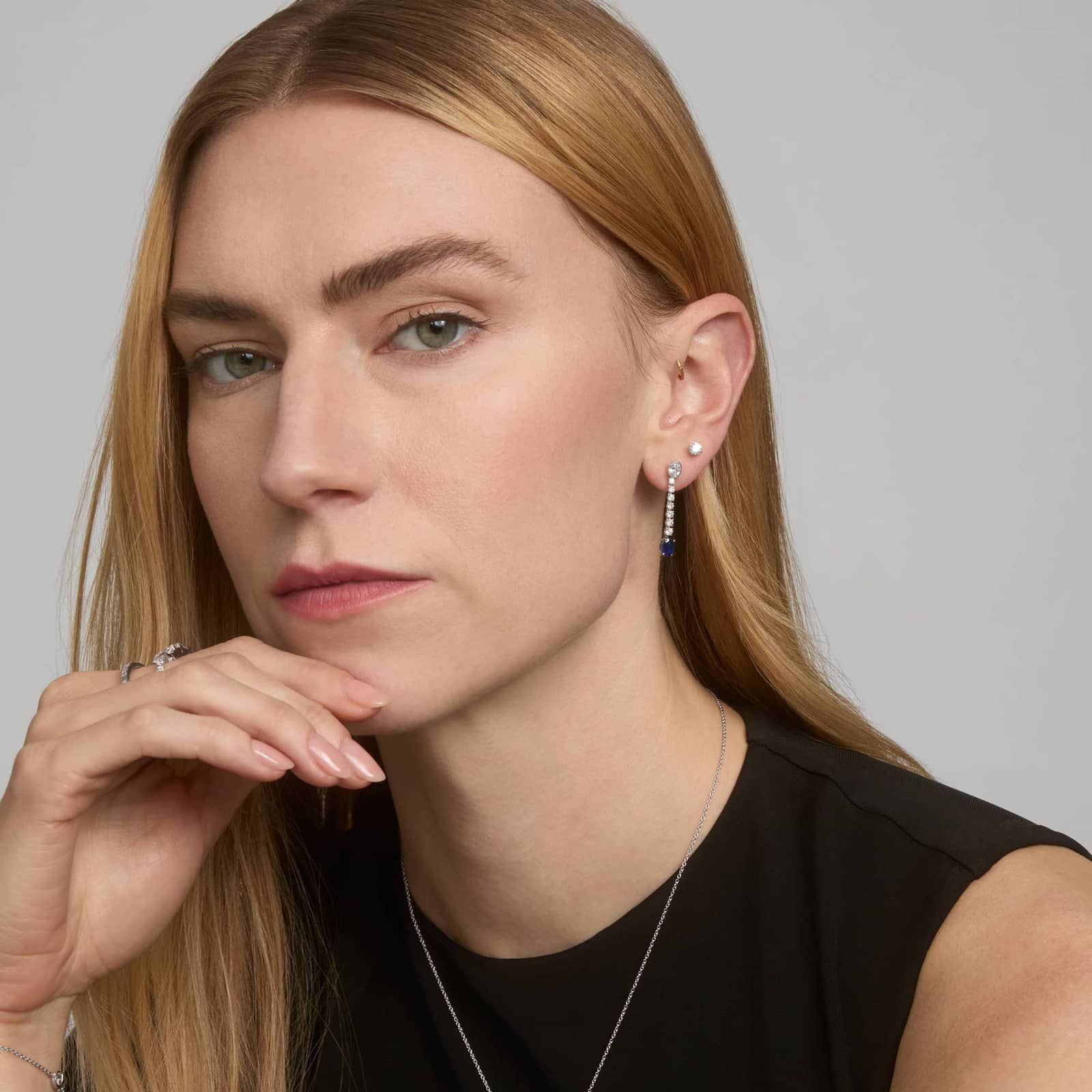 Hidden Halo Stud Earrings with 0.5 CTW Round Cut Diamonds in 14K Yellow Gold