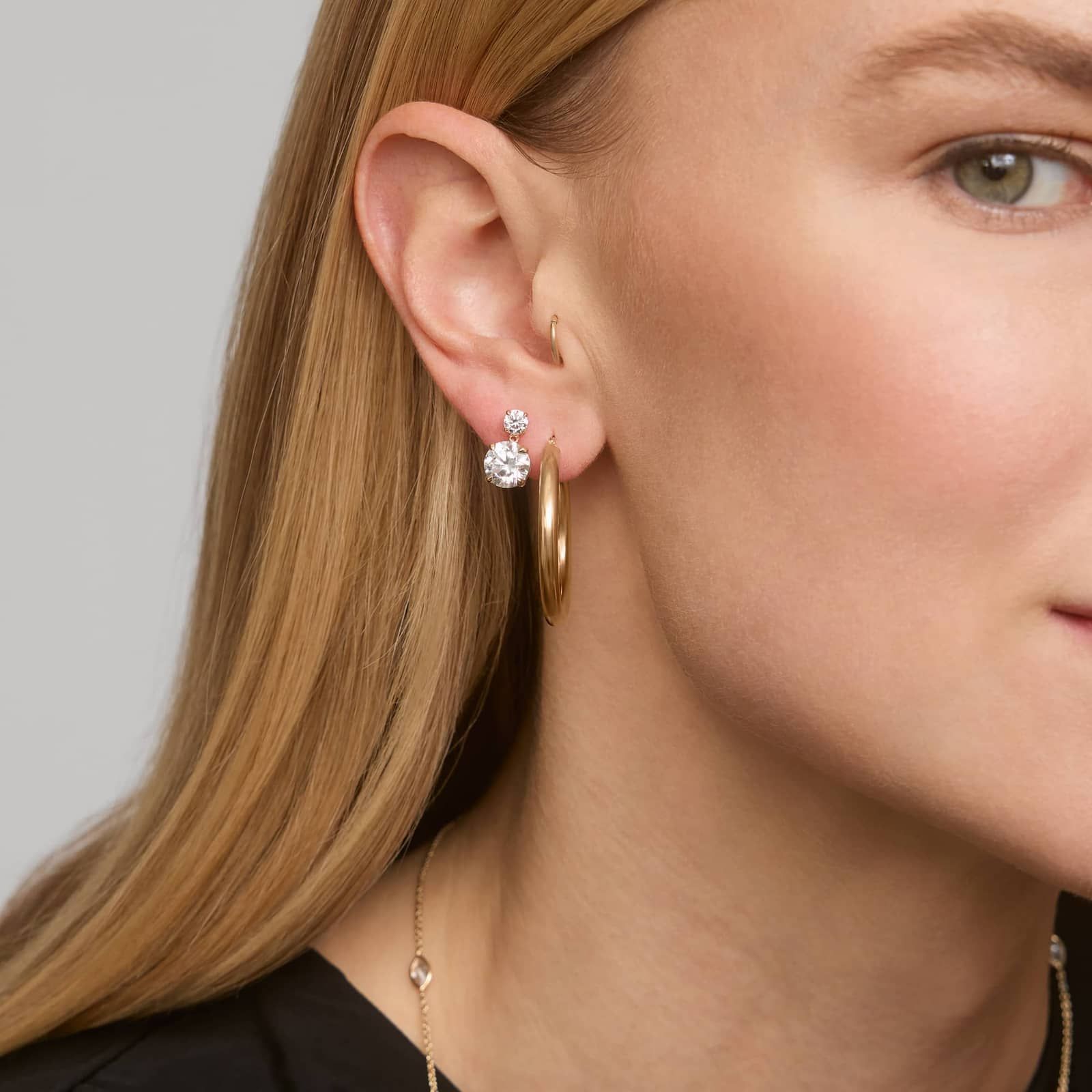 Diamond Drop Earrings with 3.5 CTW Round Cut Lab-Grown Diamonds in 14K Yellow Gold