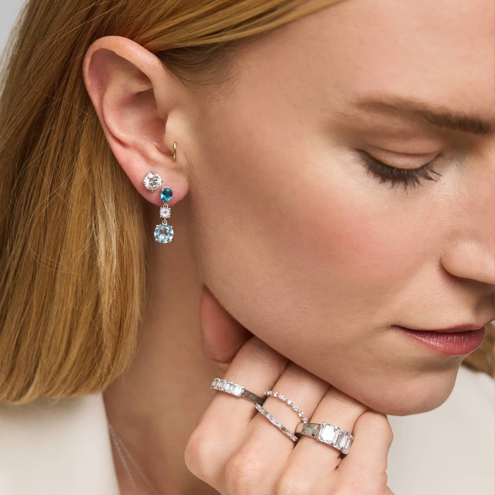 Diamond Stud Earrings with 1.75 CTW Round Cut Lab-Grown Diamonds in 14K White Gold