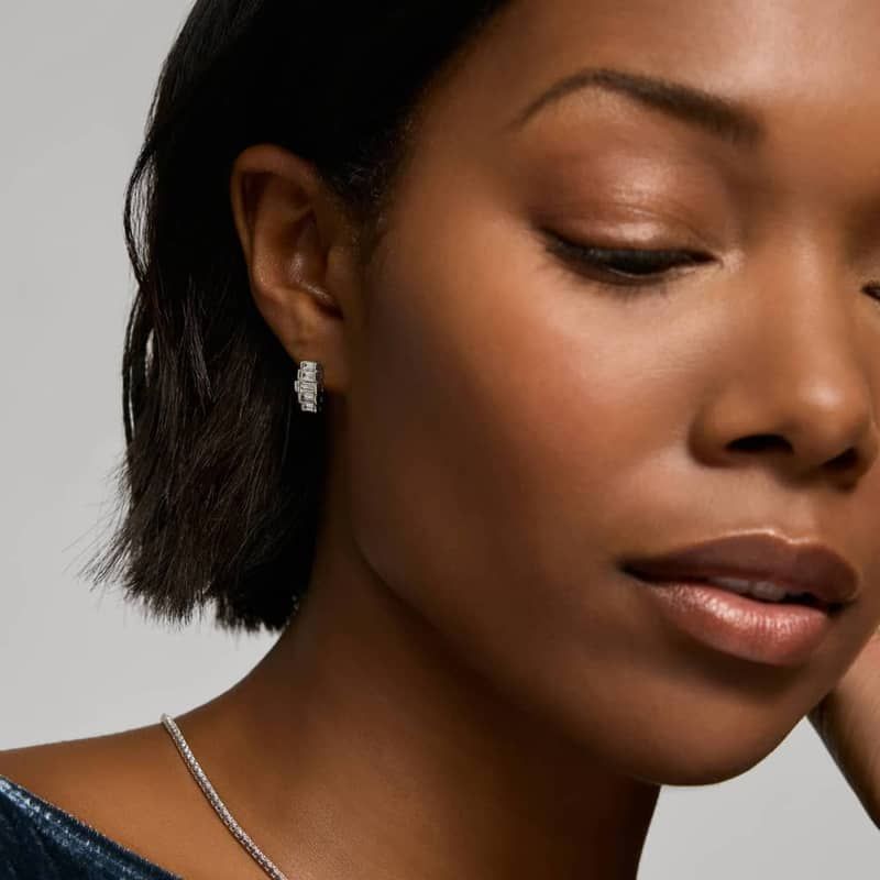 East-West Graduating Baguette Cut Lab-Grown Diamond Earrings 14K White Gold