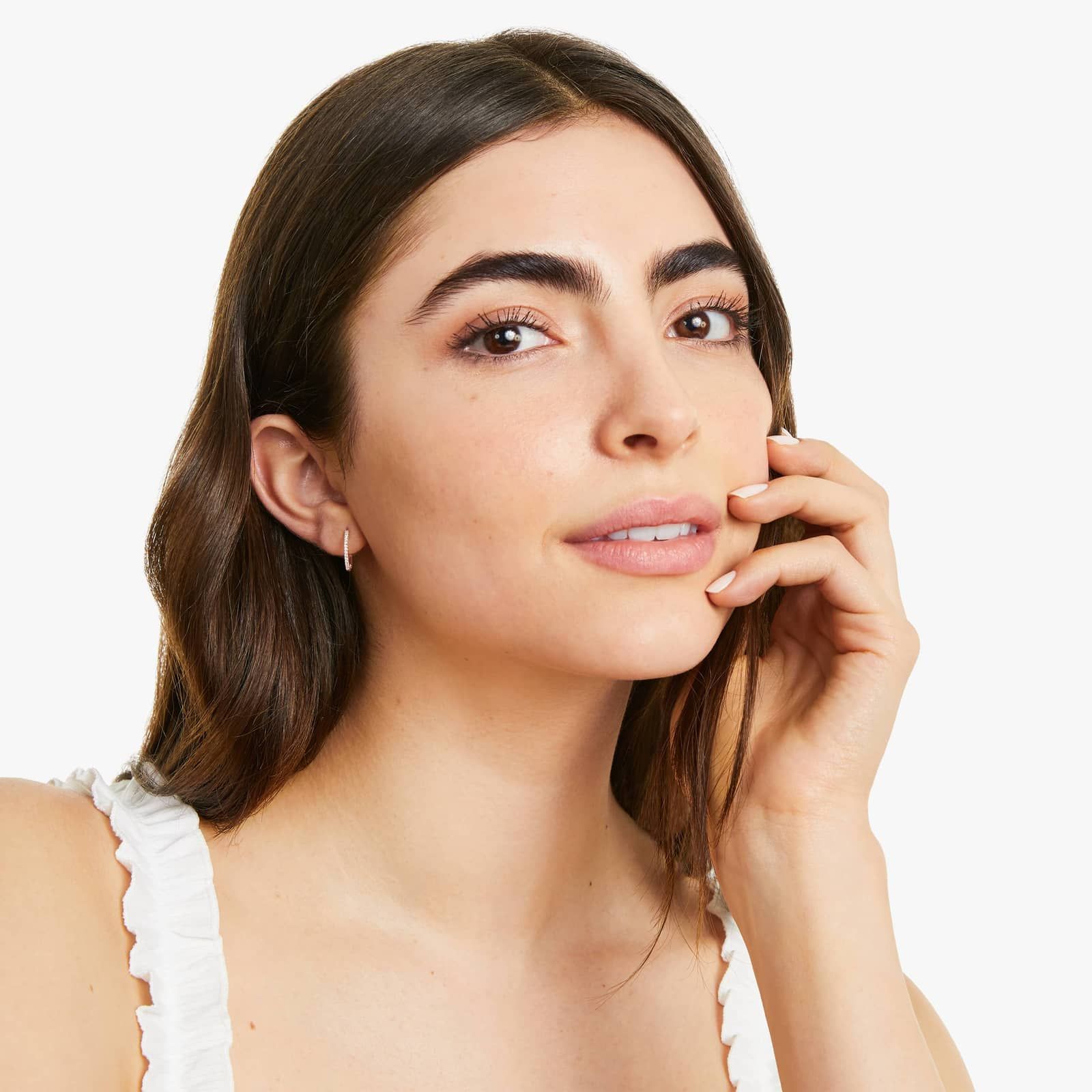 Diamond Huggie Hoop Earrings In 14K Rose Gold