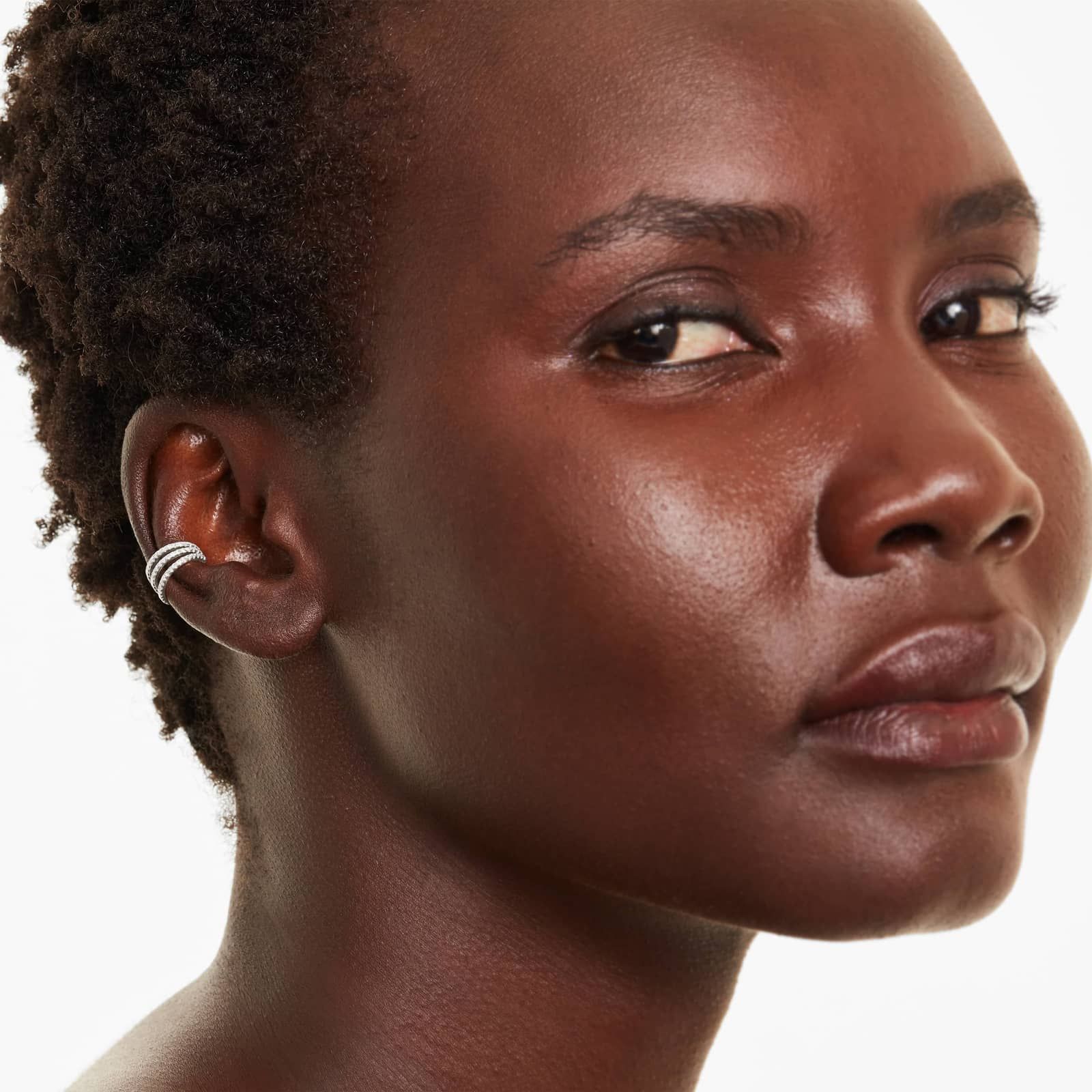 14K White Gold Triple Diamond Ear Cuff