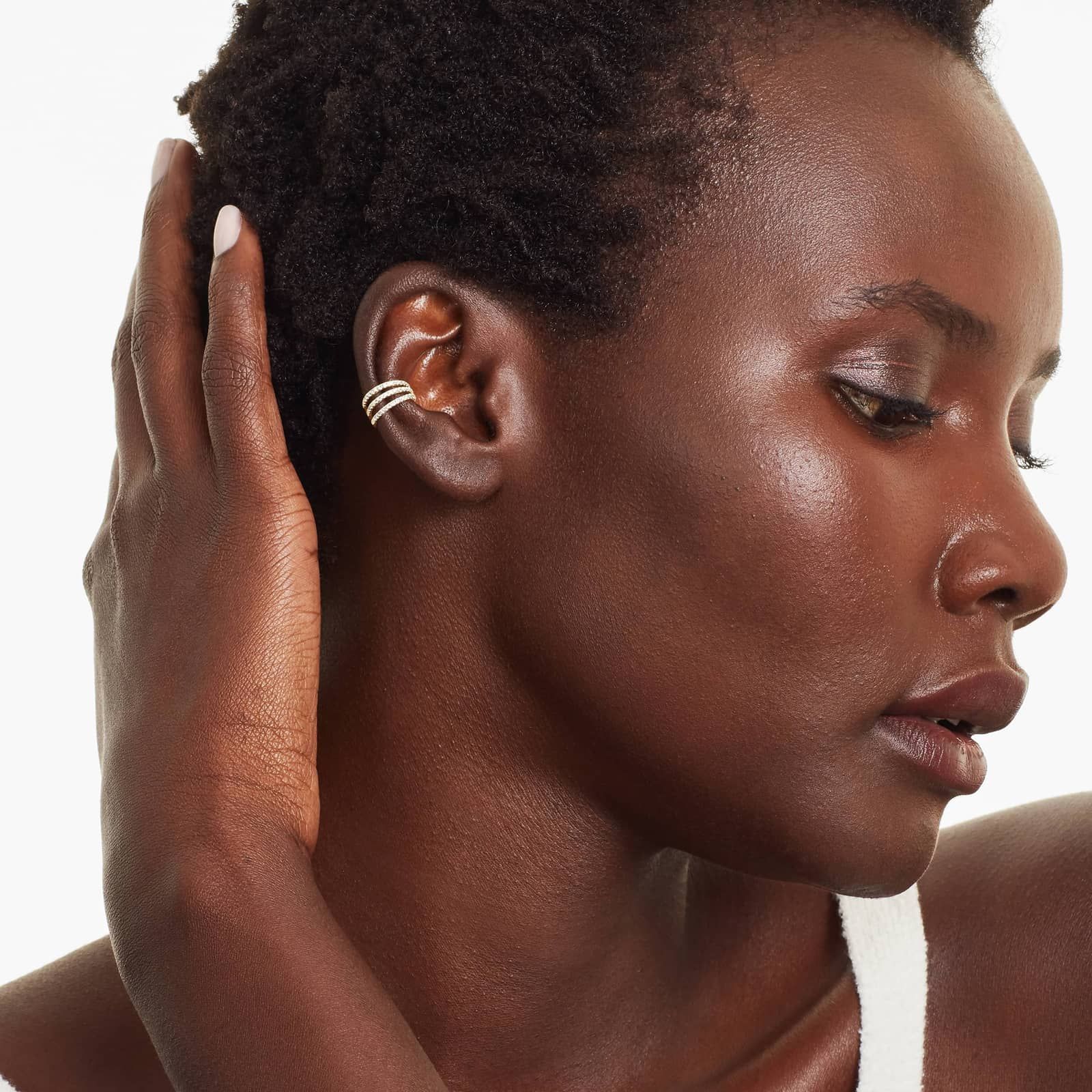 14K Yellow Gold Triple Diamond Ear Cuff