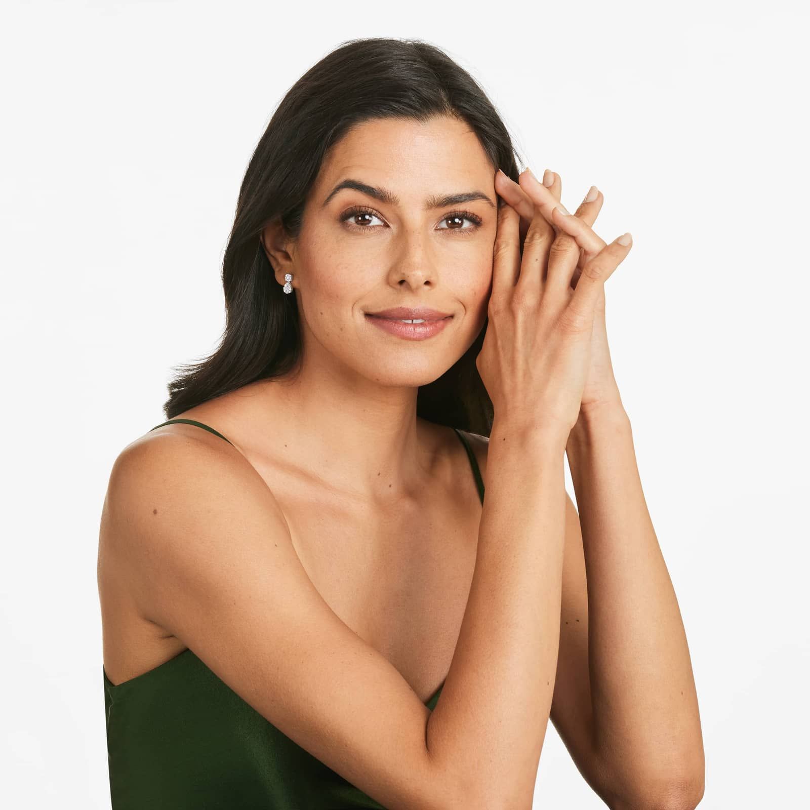 Fancy Droplet Diamond Drop Earrings In 14K White Gold