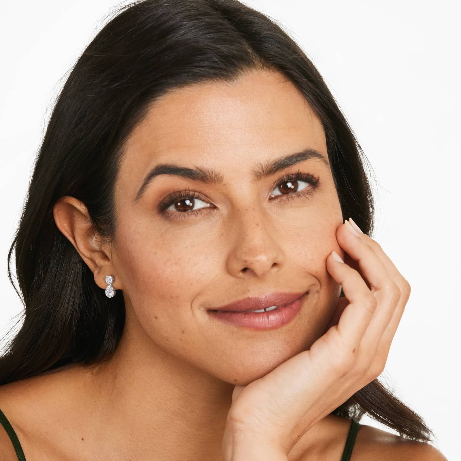 Fancy Droplet Diamond Drop Earrings In 14K White Gold