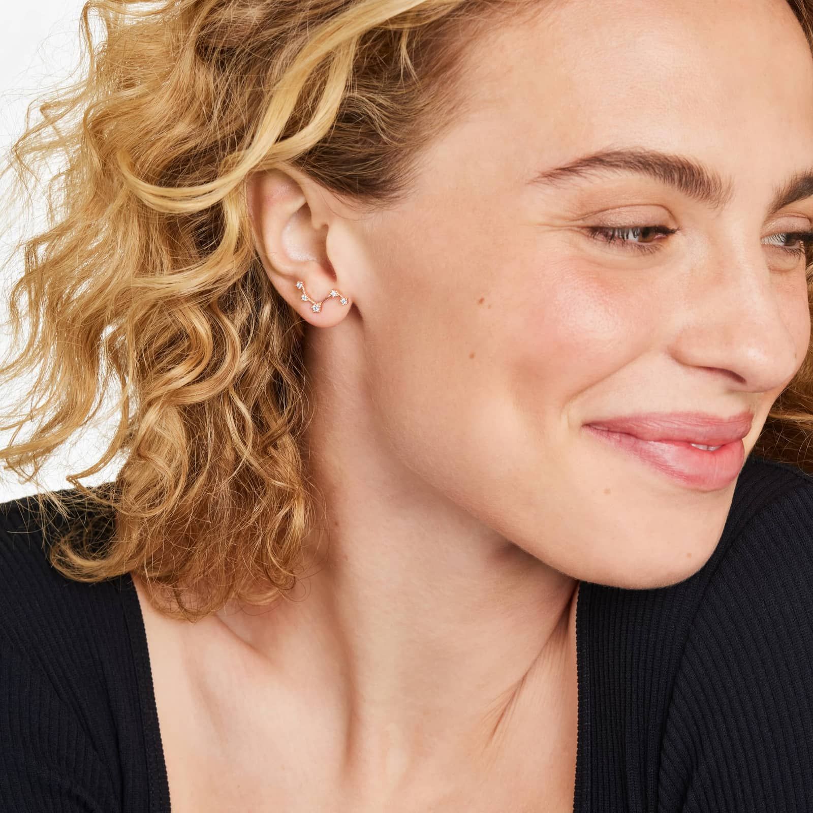 Aries Constellation Lab-Grown Diamond Stud Earrings In 14K Rose Gold