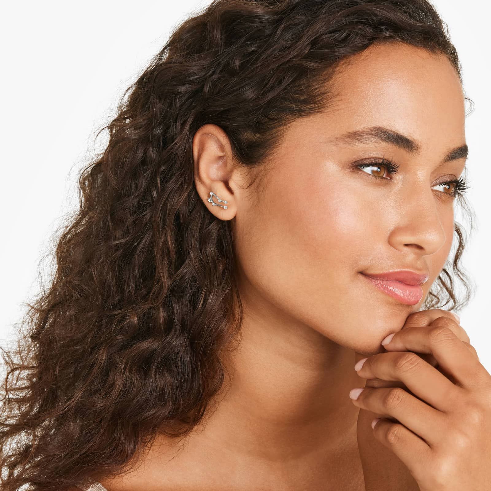 14K White Gold Lab-Grown Diamond Gemini Constellation Stud Earrings