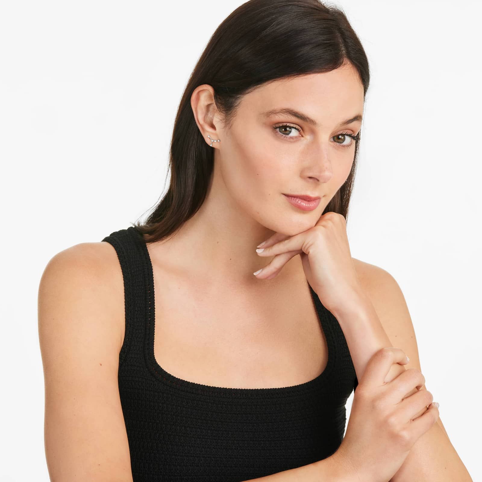 14K White Gold Lab-Grown Diamond Cancer Constellation Stud Earrings