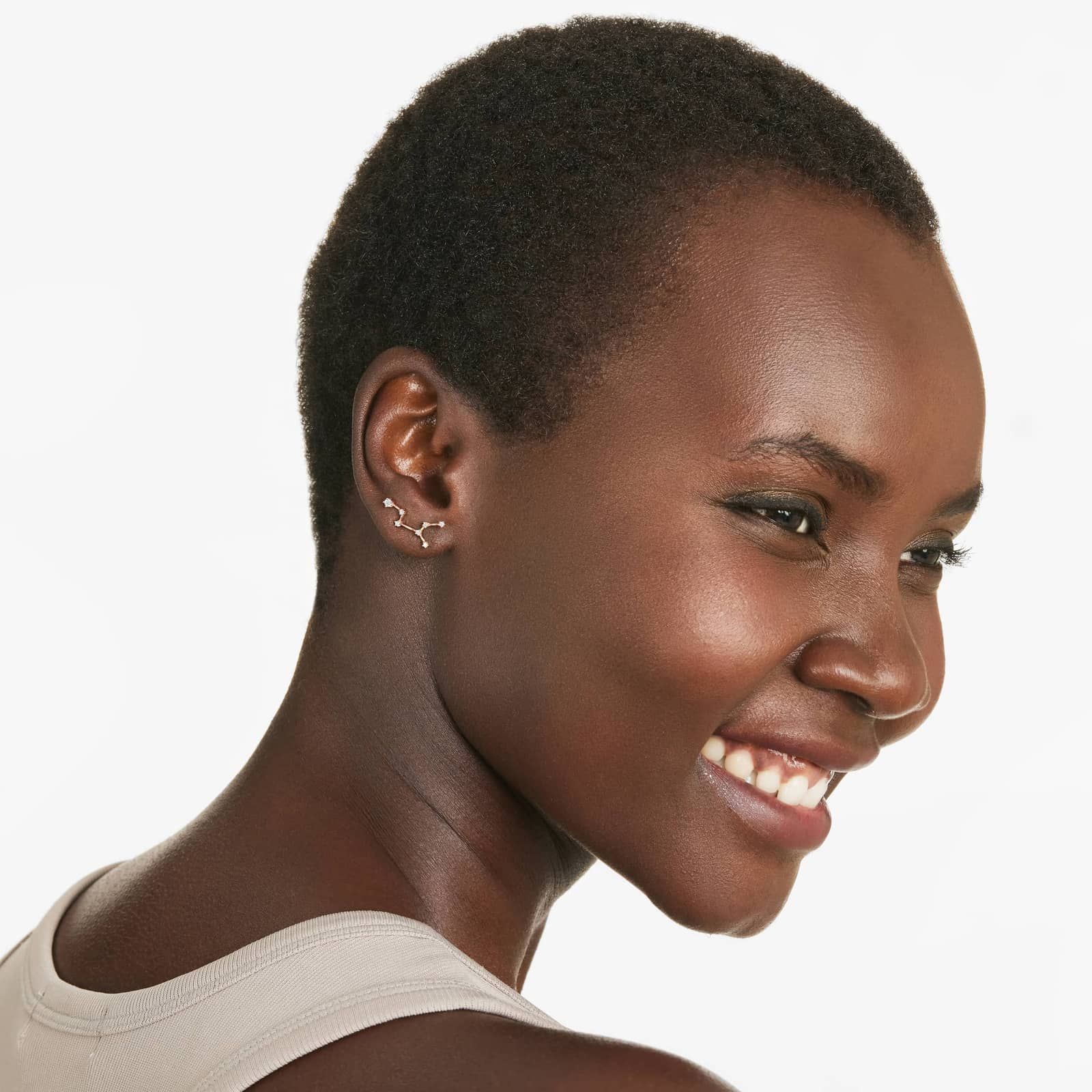 Virgo Constellation Lab-Grown Diamond Stud Earrings In 14K Rose Gold