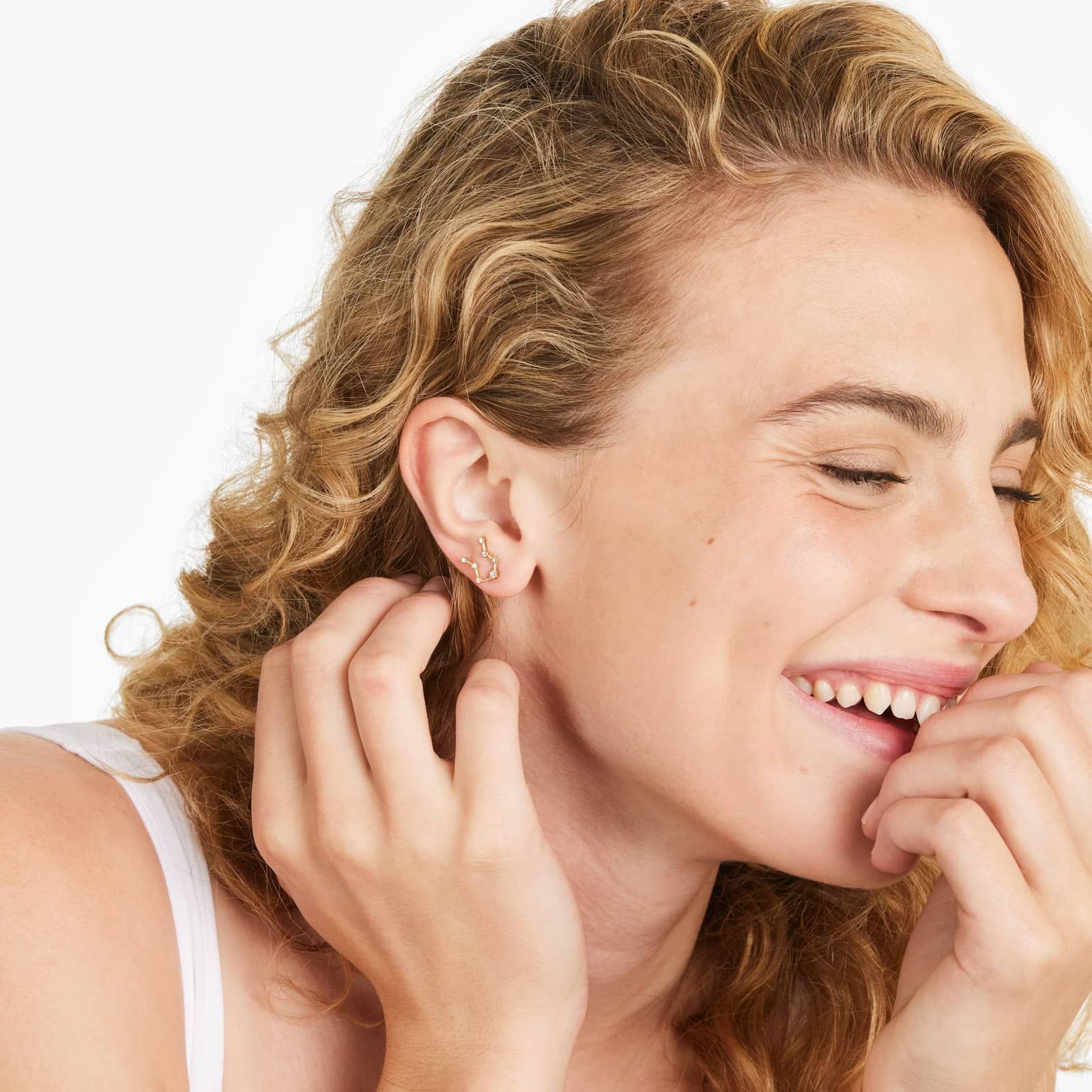 Aquarius Constellation Lab-Grown Diamond Stud Earrings In 14K Yellow Gold