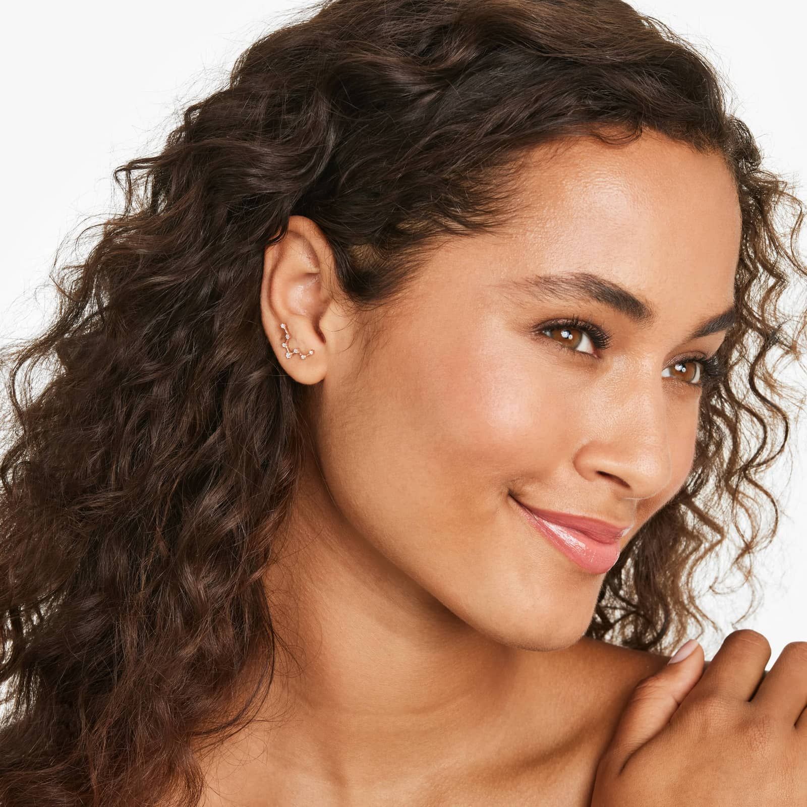 Pisces Constellation Lab-Grown Diamond Stud Earrings In 14K Rose Gold