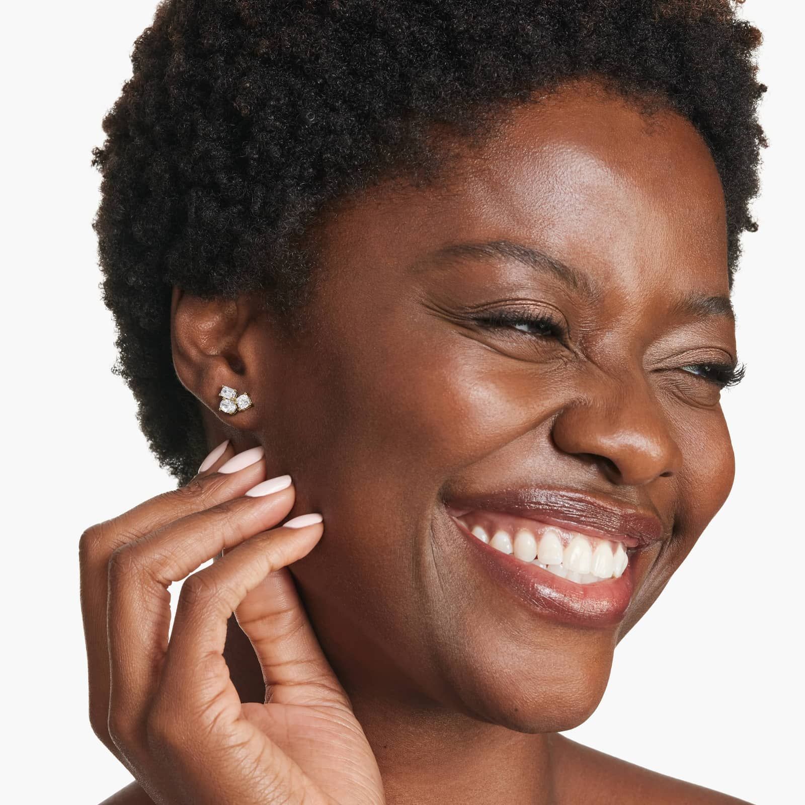 Fancy Cluster Lab-Grown Diamond Earrings In 14K Yellow Gold