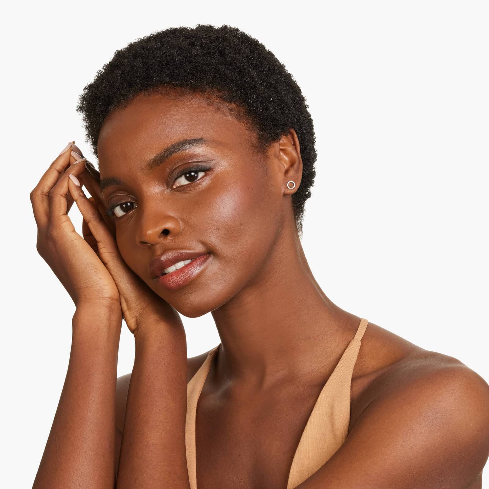 O Initial Pavé Diamond Stud Earring In 14K White Gold