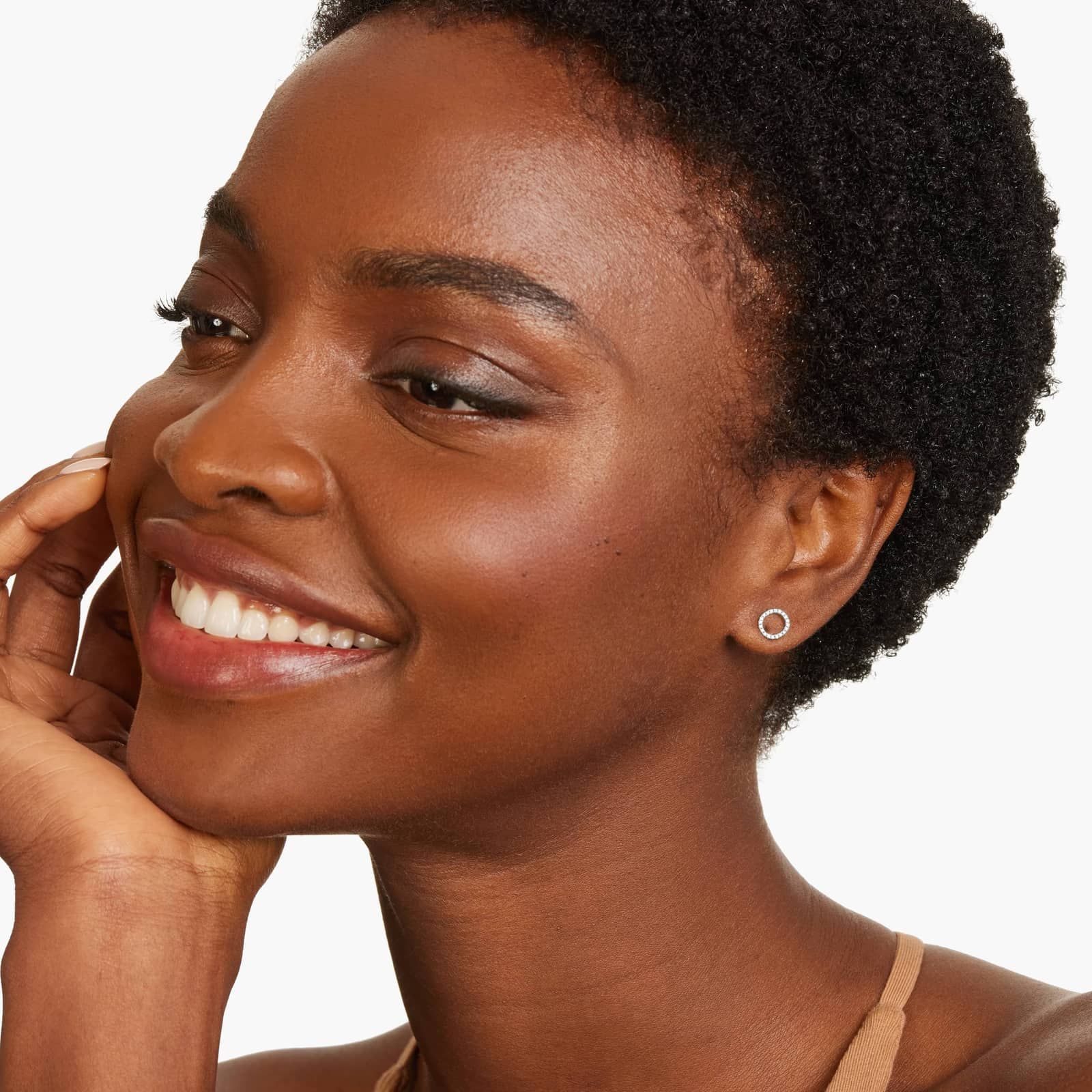 O Initial Pavé Diamond Stud Earring In 14K White Gold