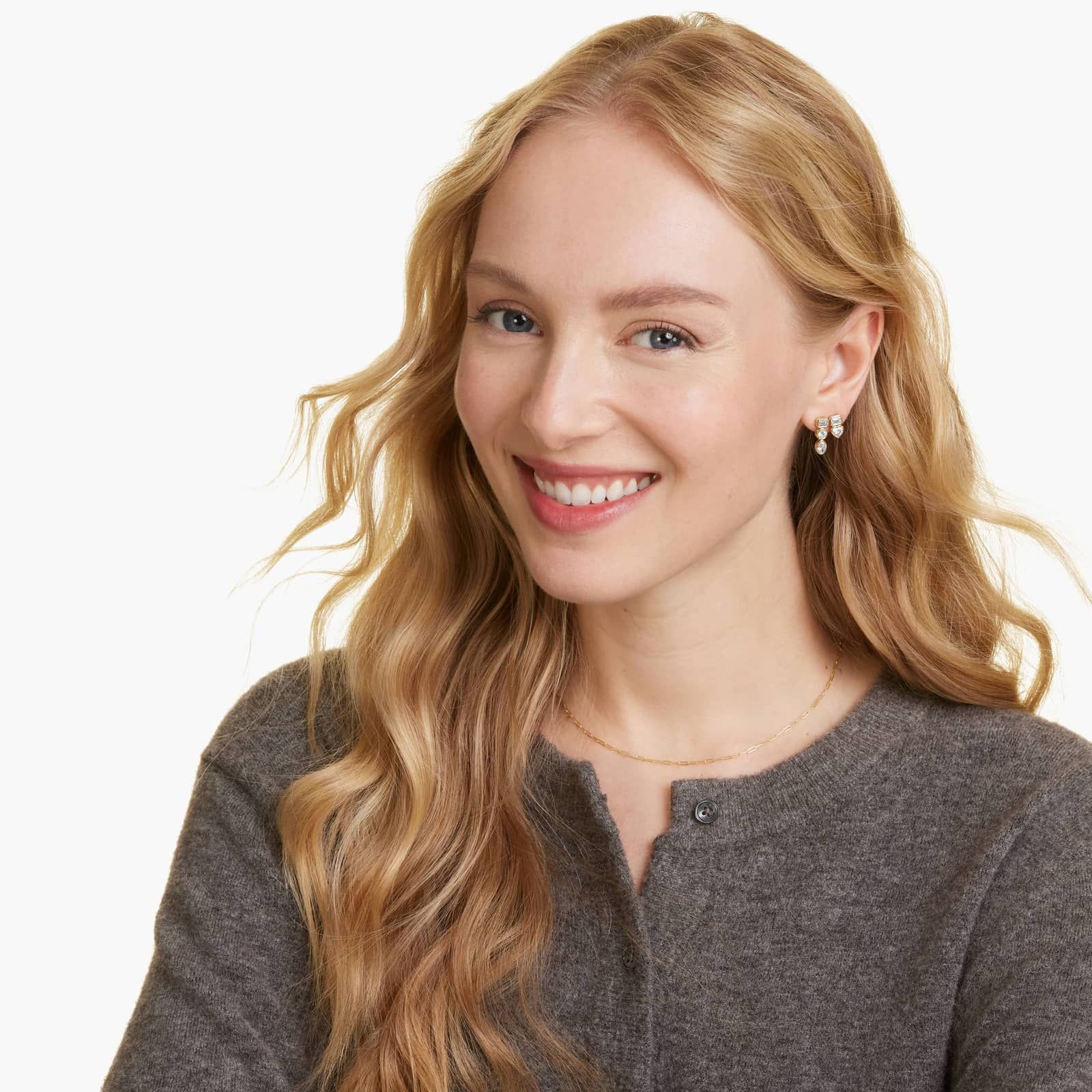 Fancy Bezel Drop Earrings With Emerald Cut, Round, and Oval Cut Lab-Grown Diamonds In 14K Yellow Gold