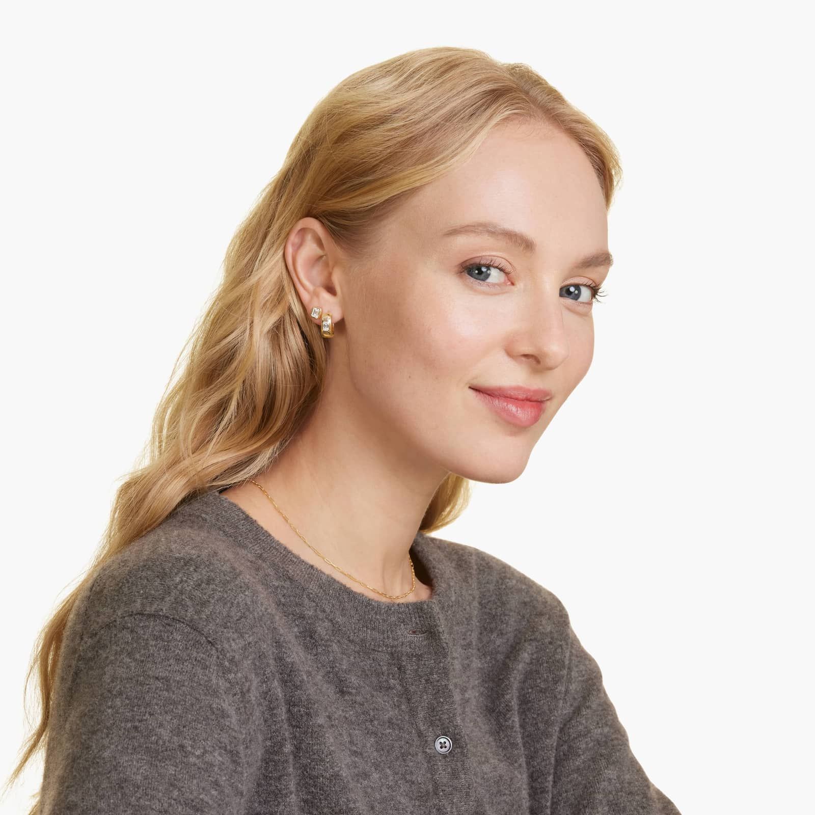 14K Yellow Gold Fancy Bezels Lab Grown Emerald Diamond Stud Earrings