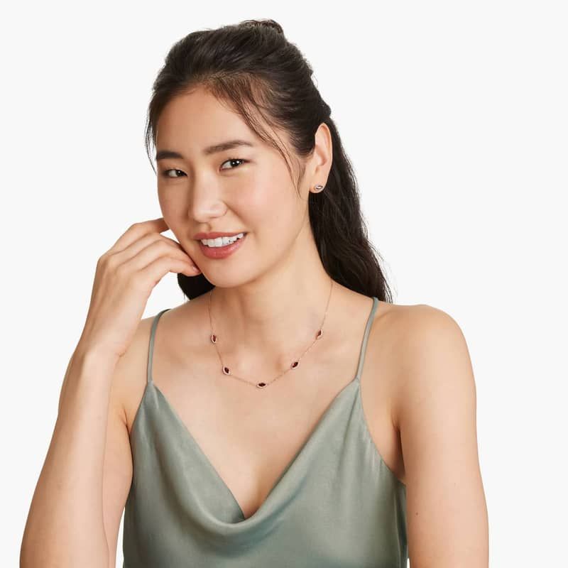 Radiant Reflections Marquise Cut Garnet Earrings In 14K Rose Gold