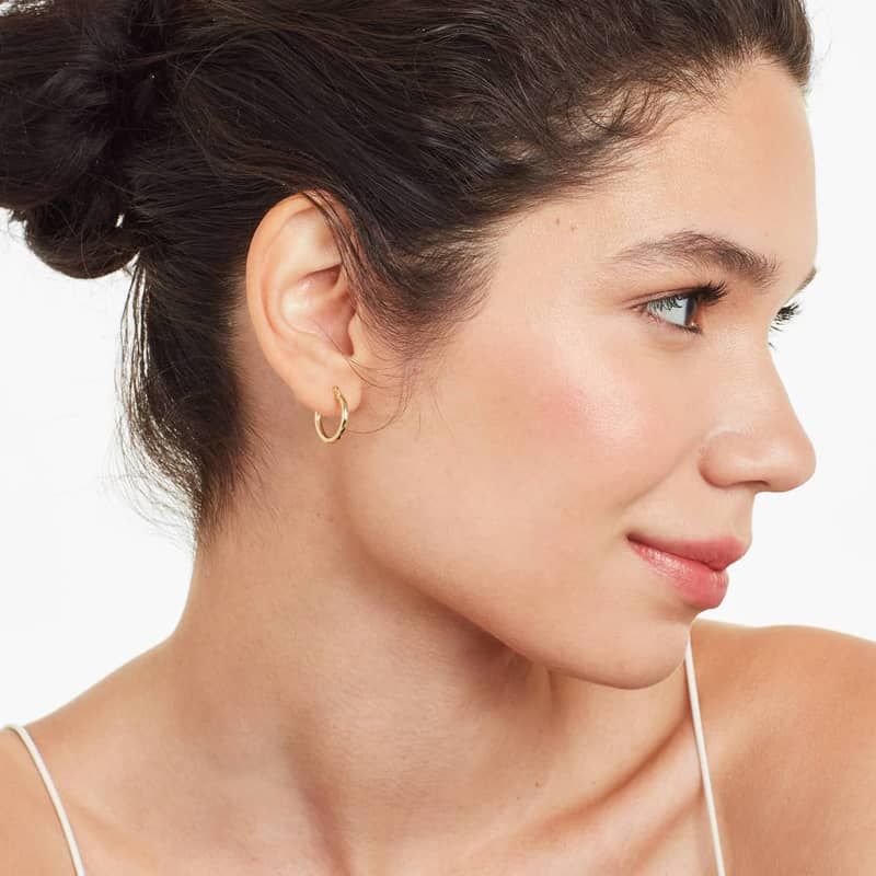 Standard Tube Hoop Earrings In 14K Yellow Gold