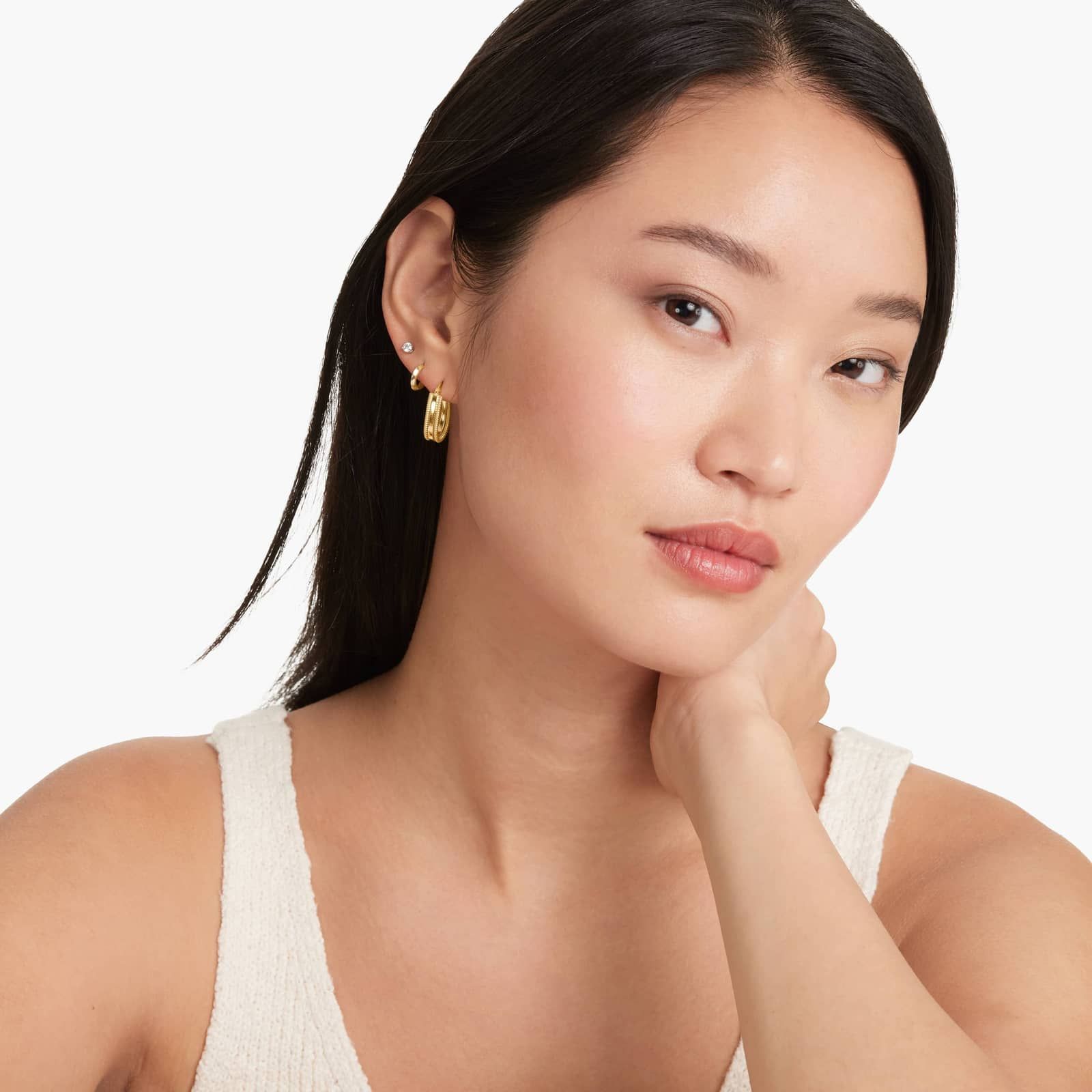 Golden Hour Textured Oval Hoop Earrings In 14K Yellow Gold By James Allen