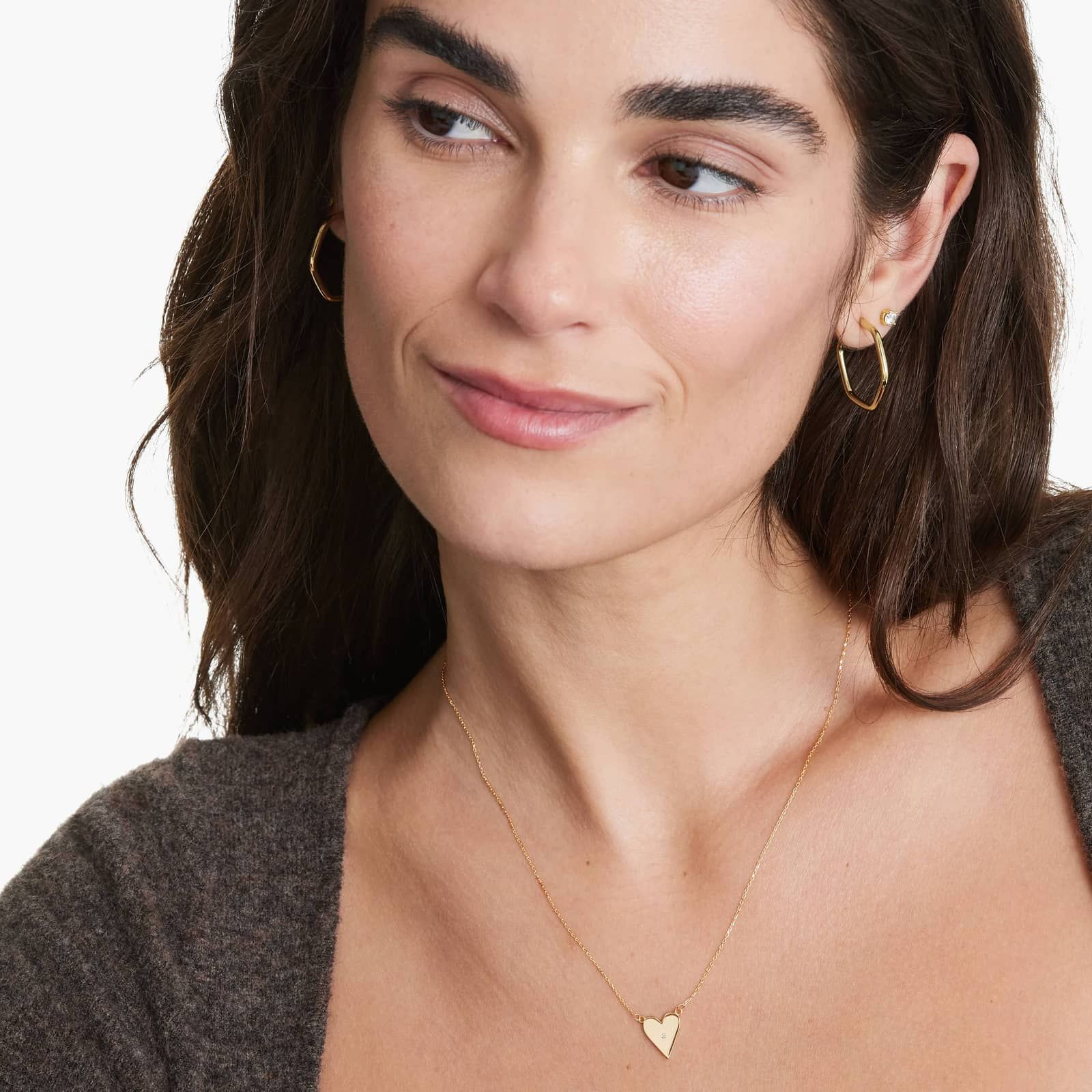 Golden Hour Hexagon Hoop Earrings In 14K Yellow Gold