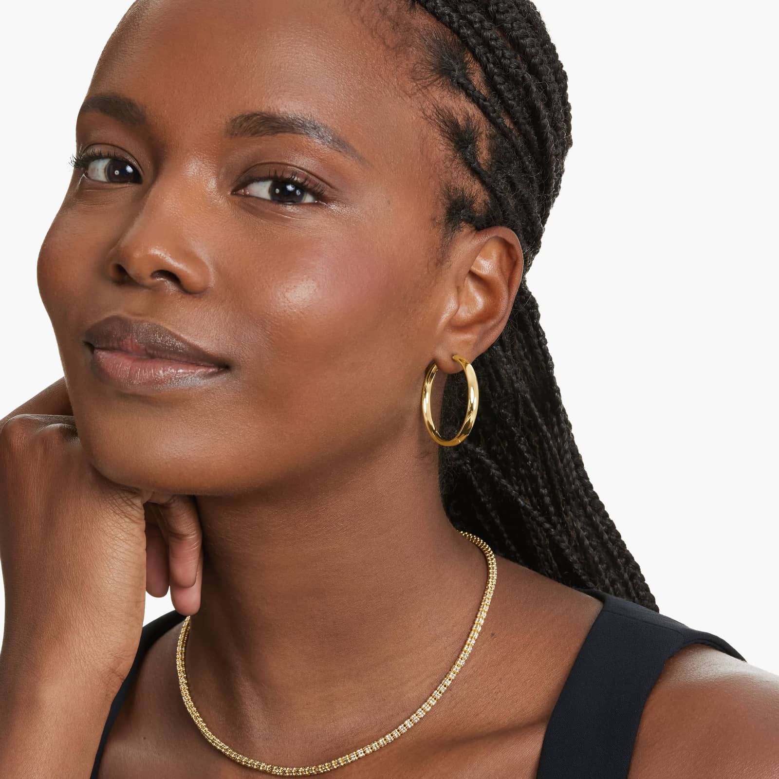 Golden Hour Round Hoop Earrings In 14K Yellow Gold