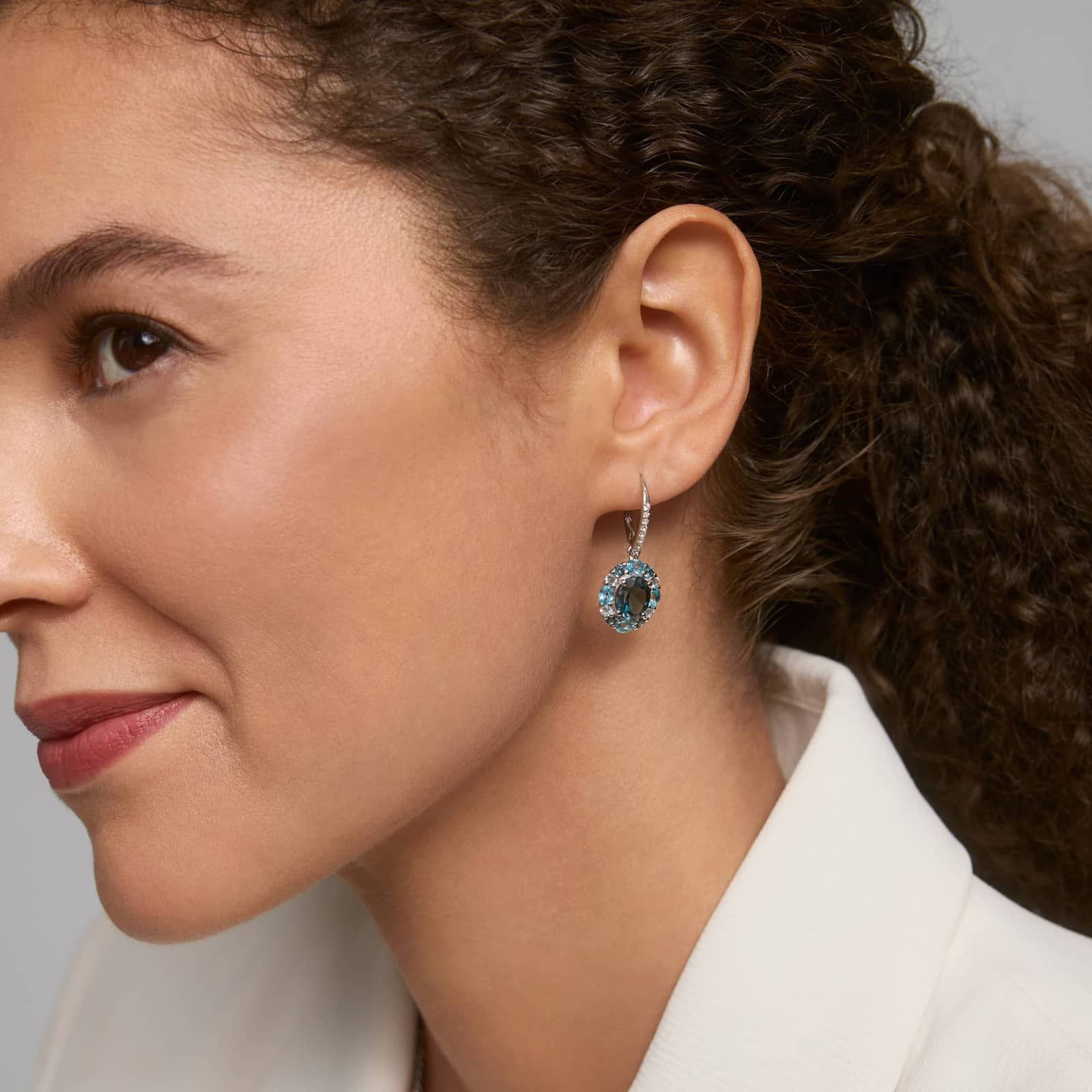 Blue Topaz Drop Earrings in Sterling Silver