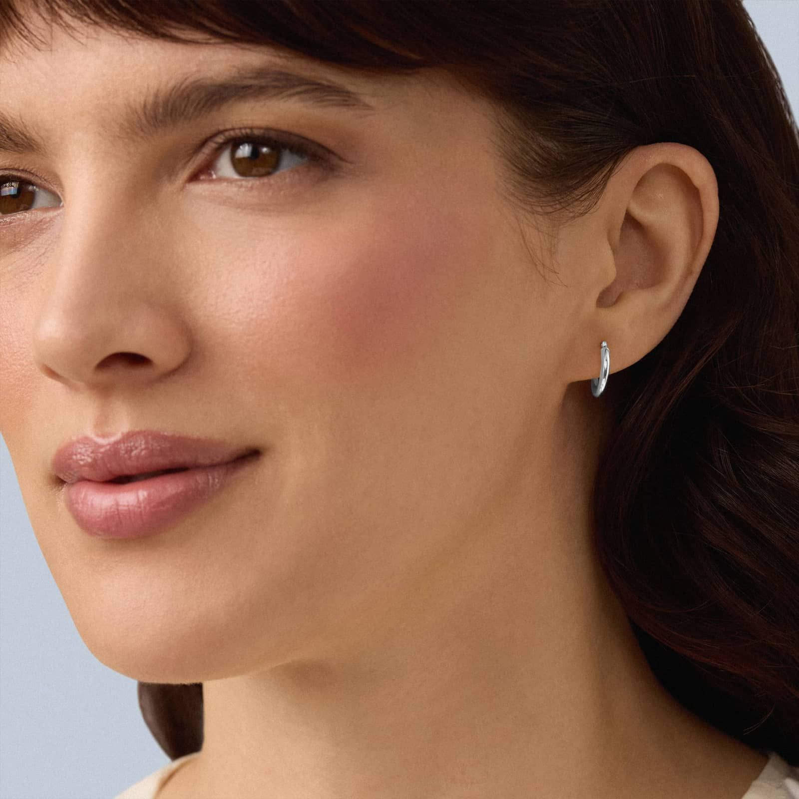 Round Hoop Earrings (2x12mm) in 14K White Gold