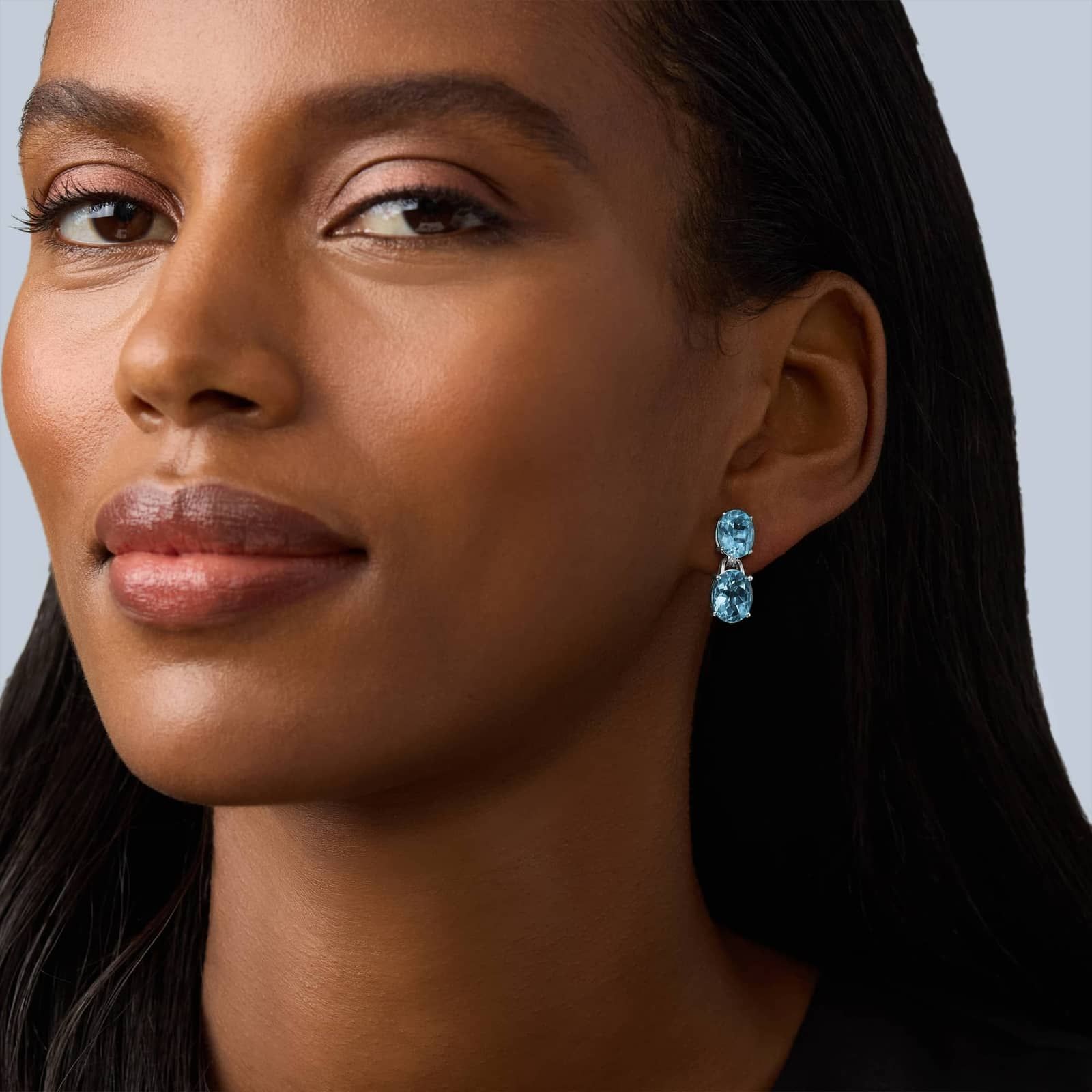 Blue Topaz Drop Earrings in Sterling Silver