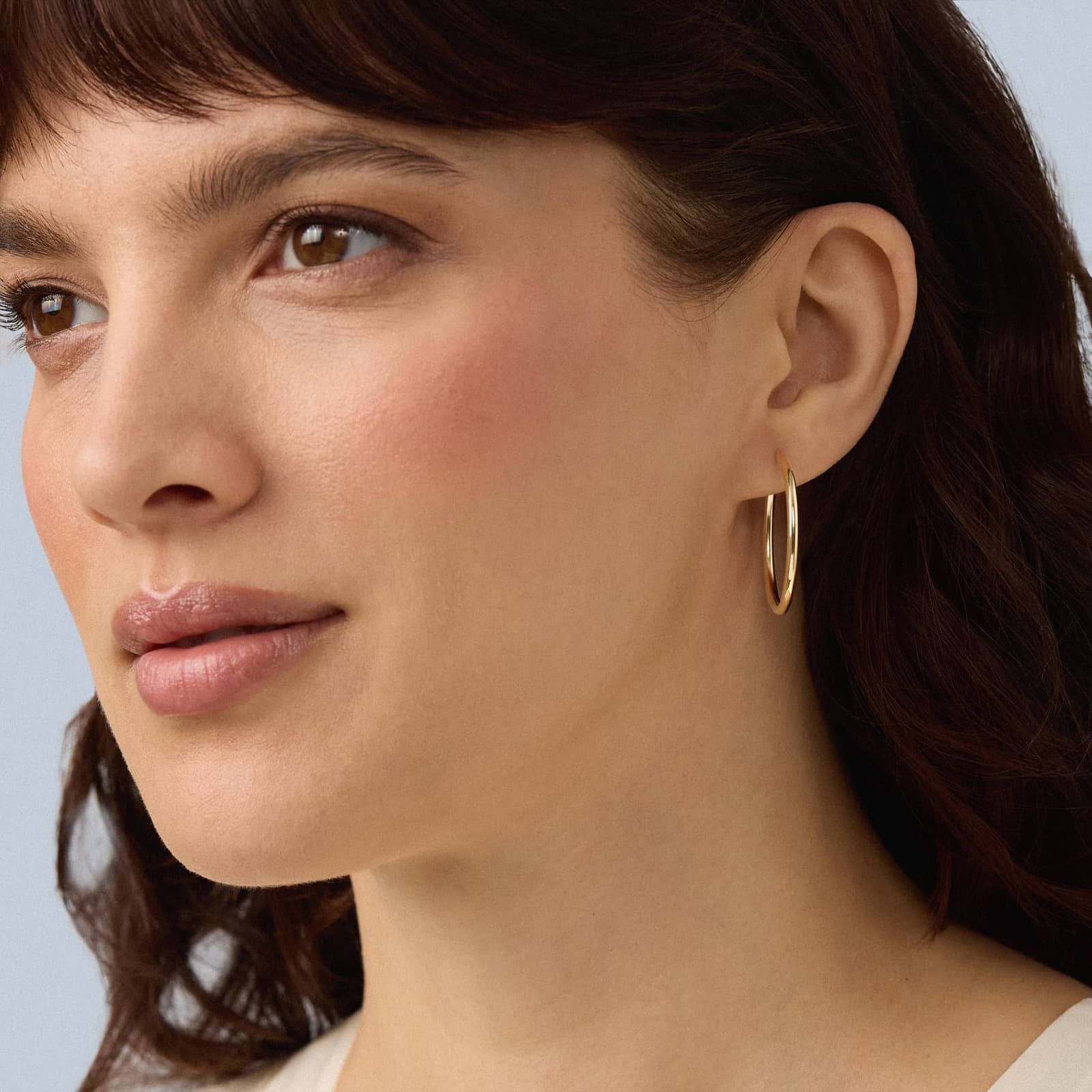 Round Hoop Earrings (2x30mm) in 14K Yellow Gold
