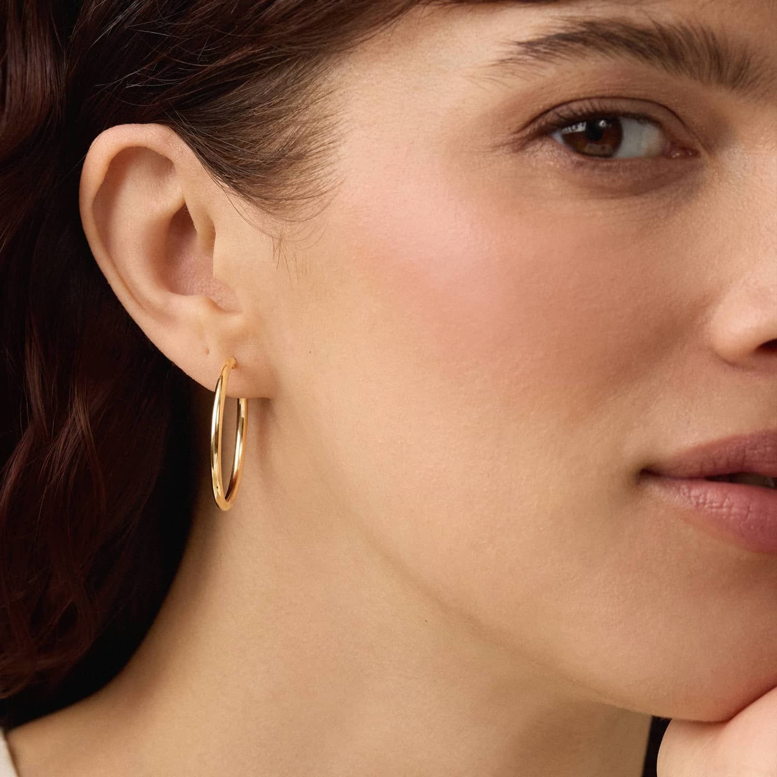 Round Hoop Earrings (2x30mm) in 14K Yellow Gold
