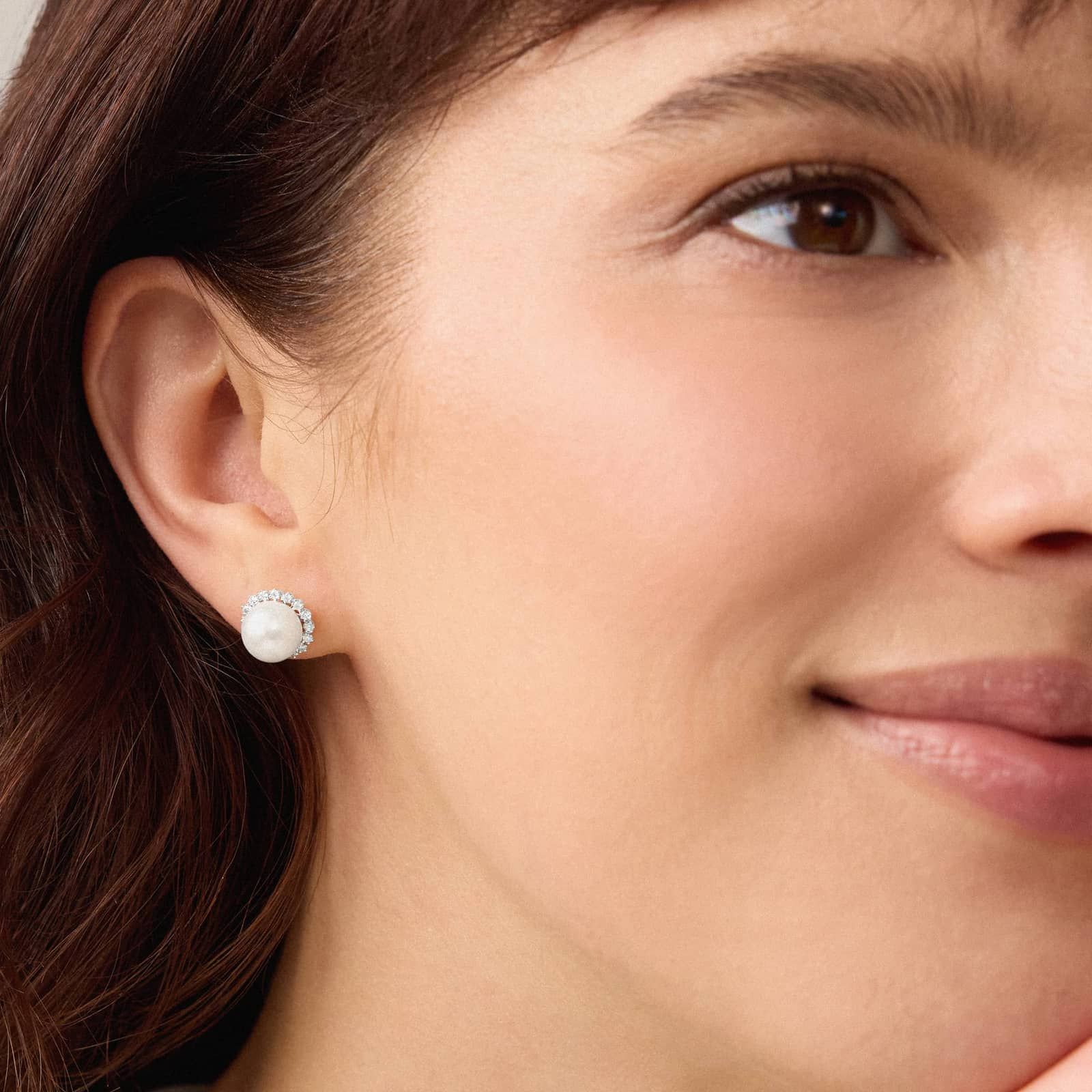 Pearl Studs with Diamond Halo in 14K White Gold (1/4 ct. tw.)