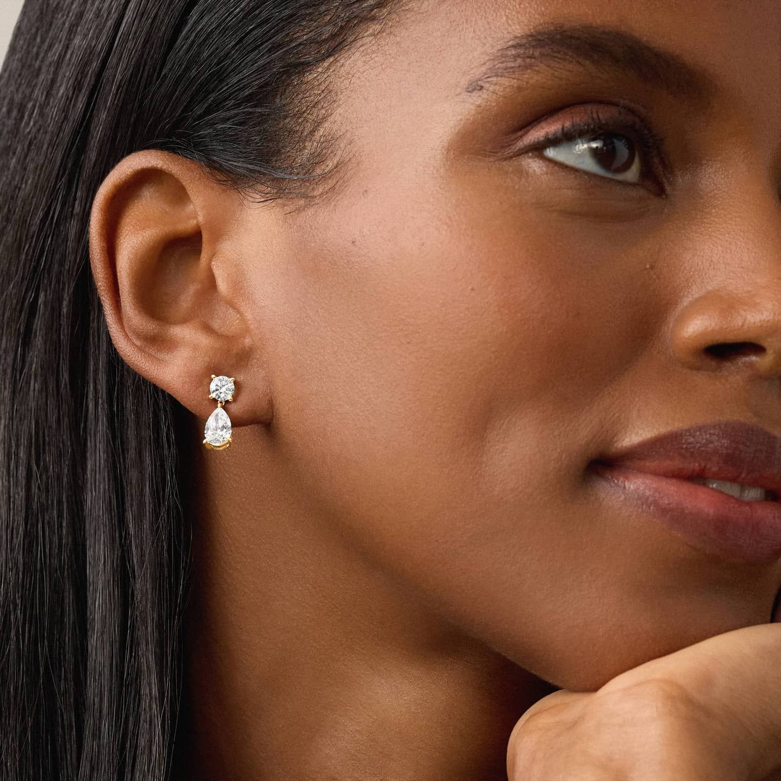 Lab-Grown Diamond Drop Earrings in 14K Yellow Gold (3 ct. tw.)