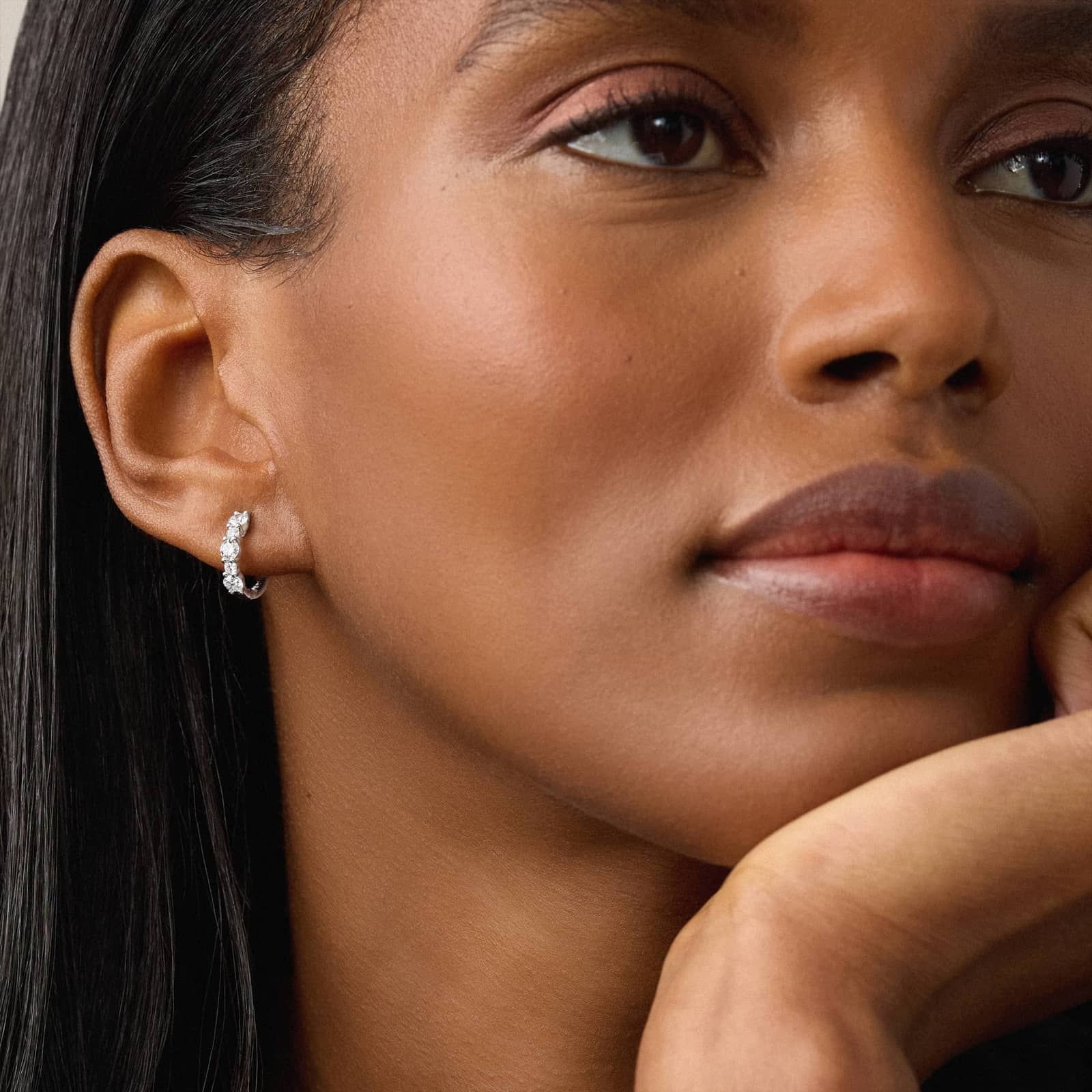 Lab-Grown Diamond Hoops in 14K White Gold (3/4 ct. tw.)