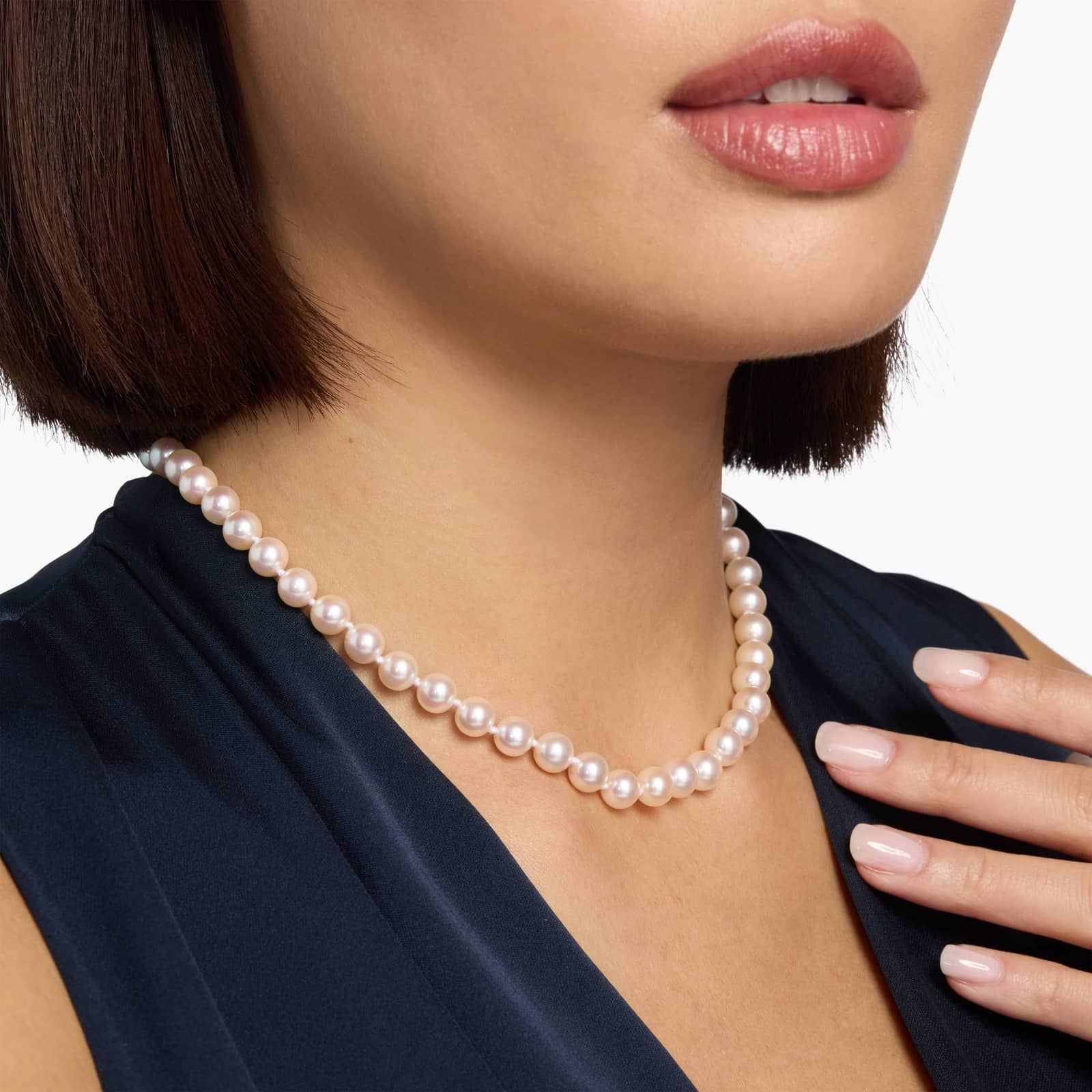 36" Classic Akoya Cultured Pearl Strand Necklace in 18k Yellow Gold (7.0-7.5mm)