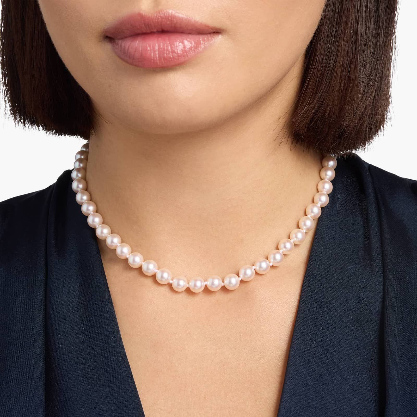 36" Classic Akoya Cultured Pearl Strand Necklace in 18k Yellow Gold (7.0-7.5mm)