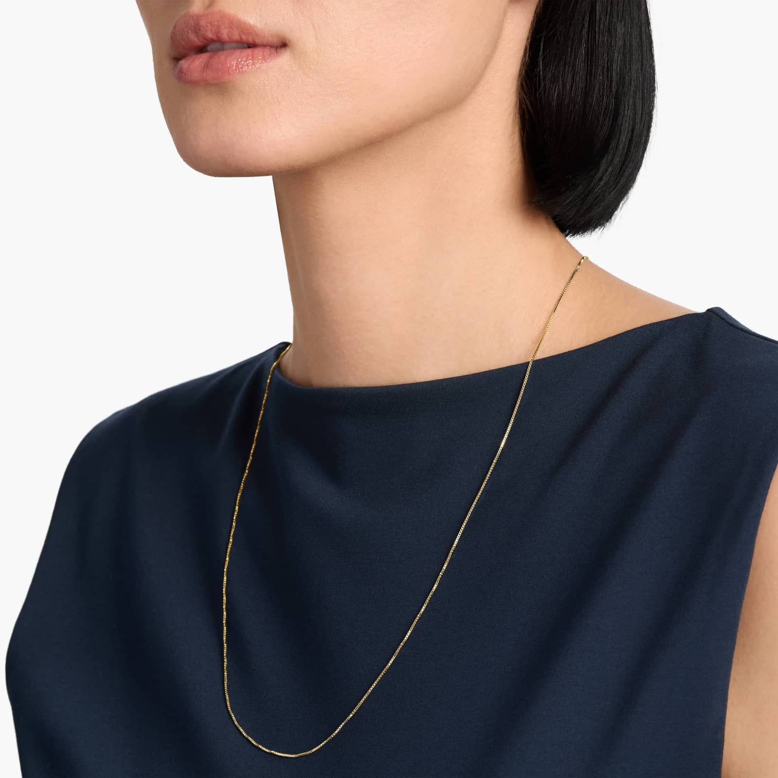 24" Box Chain in 14k Yellow Gold (0.9 mm)