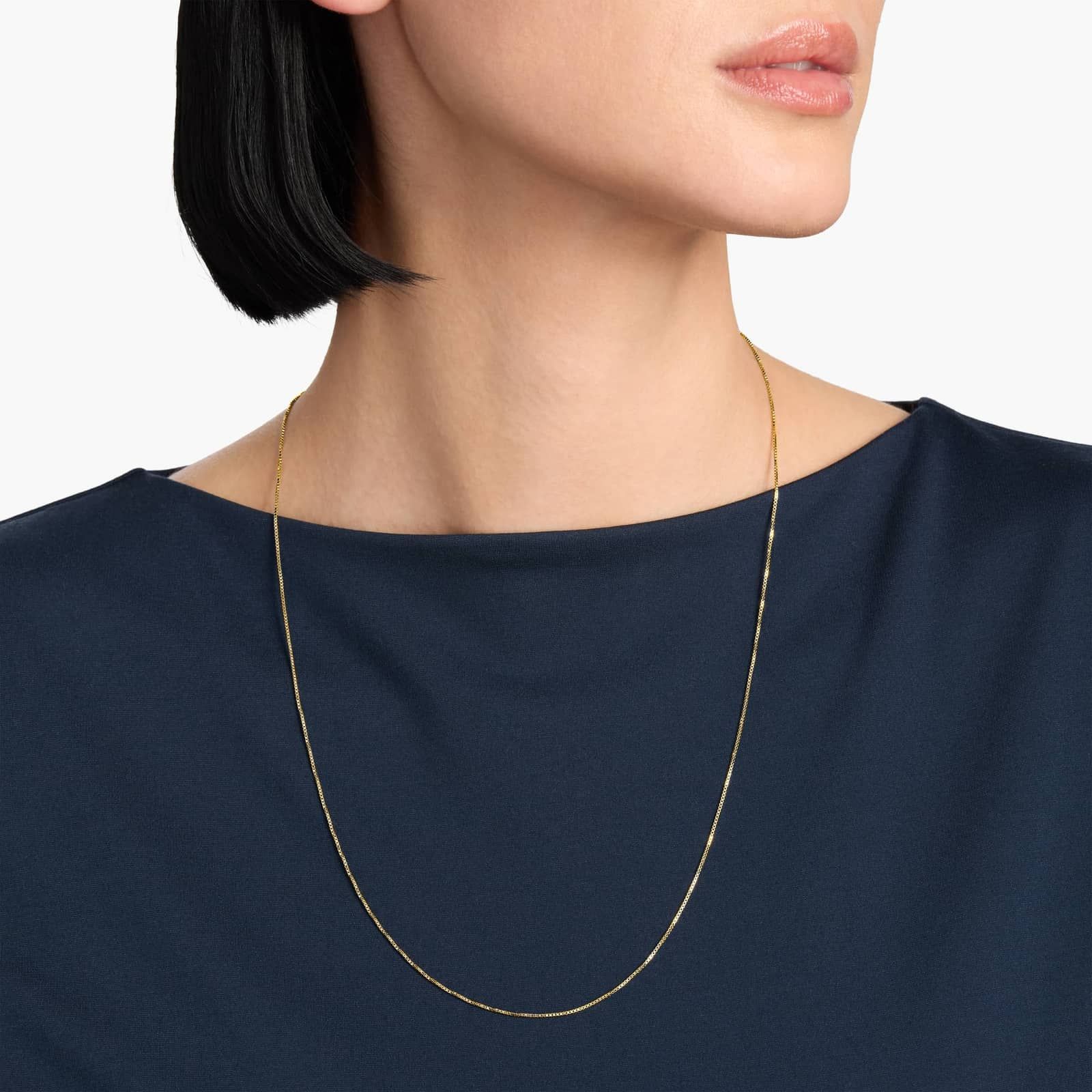 24" Box Chain in 14k Yellow Gold (0.9 mm)