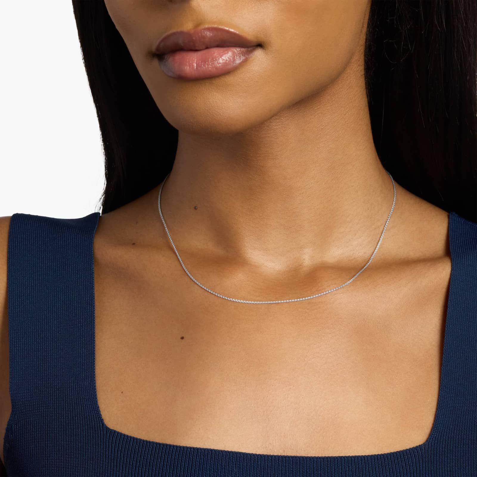 18" Wheat Chain in 14k White Gold (1.2 mm)