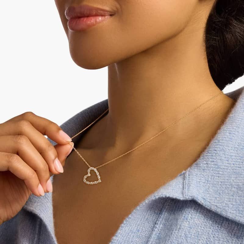 Luna Diamond Tilted Heart Shape Pendant in 14k Yellow Gold (1/2 ct. tw.)