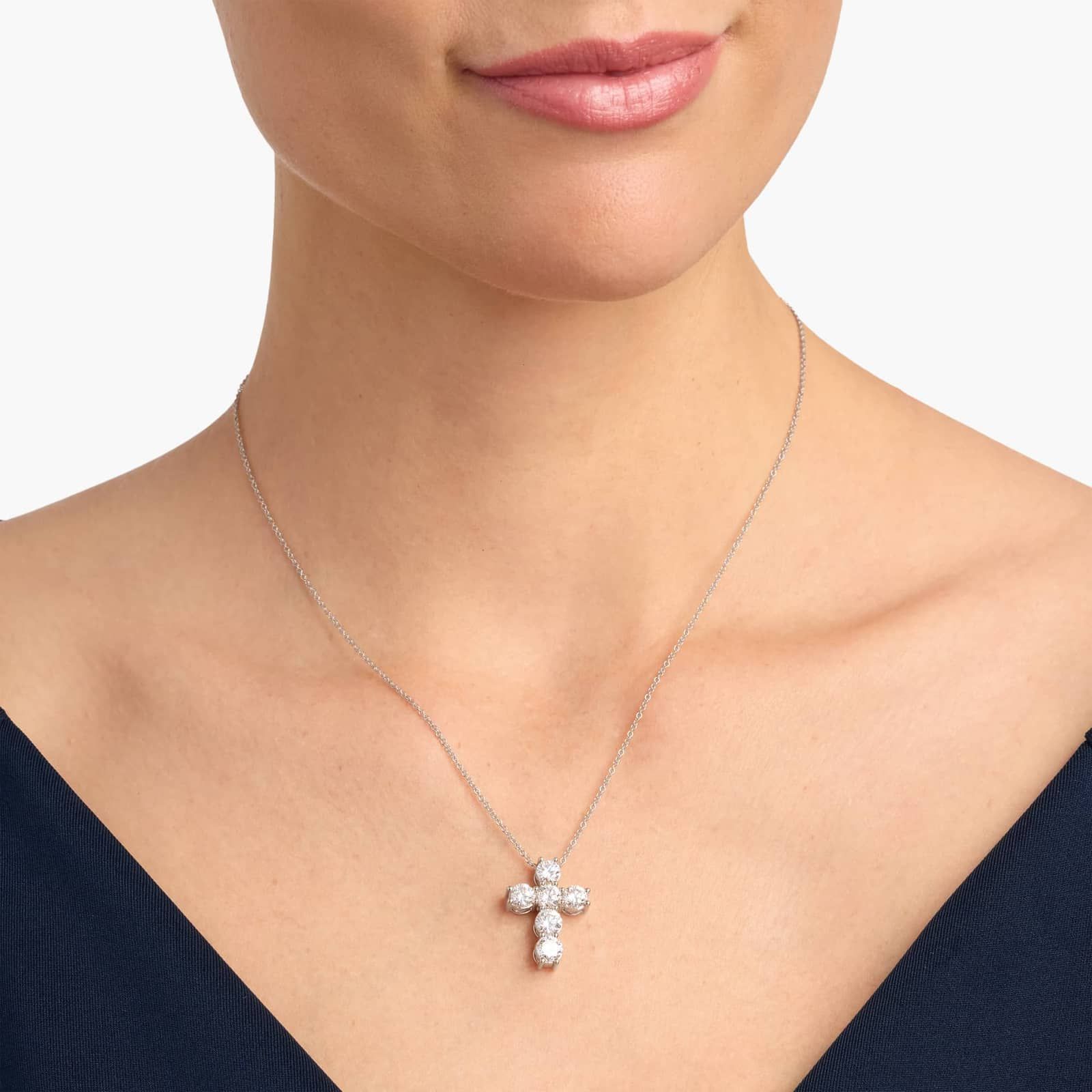 Classic Cross Pendant in 14k White Gold (3 Ct. Tw.)