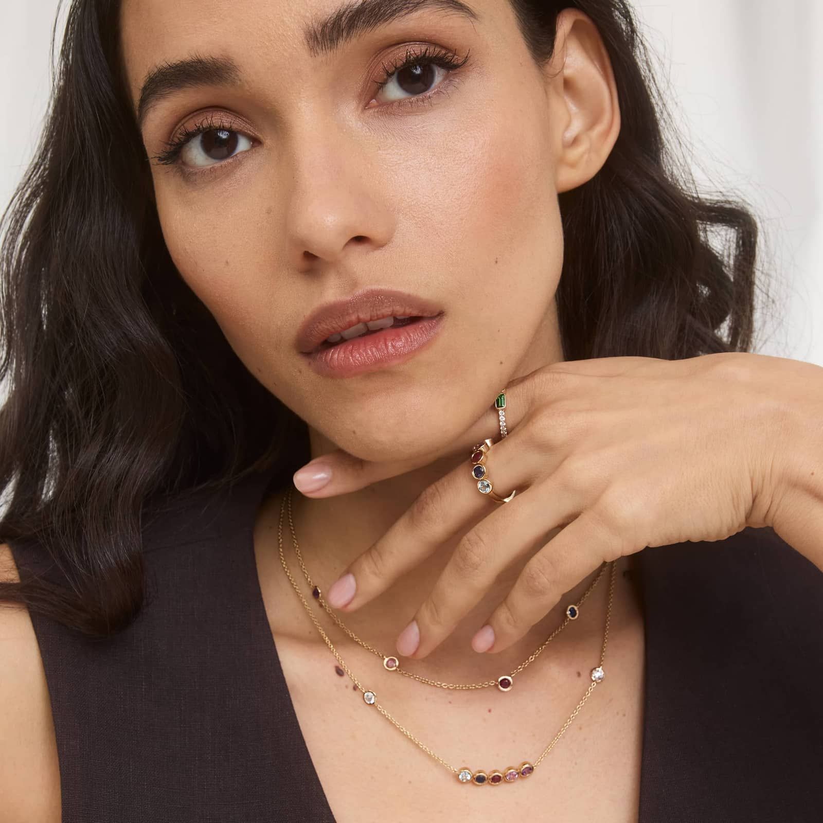 Personalized Round Cut Single Birthstone Smile Necklace With Lab-Grown Diamonds In 14K Yellow Gold