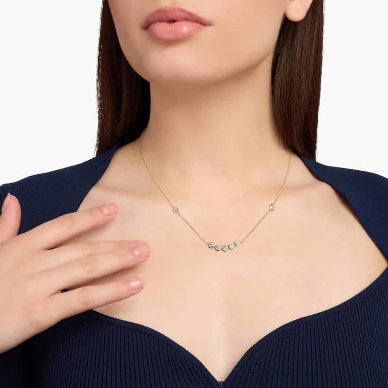 Smile Necklace With Bezel Set Lab-Grown Diamonds in 14K Yellow Gold