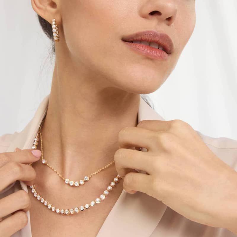Illusion Smile Necklace With Lab-Grown Diamonds in 14K Yellow Gold