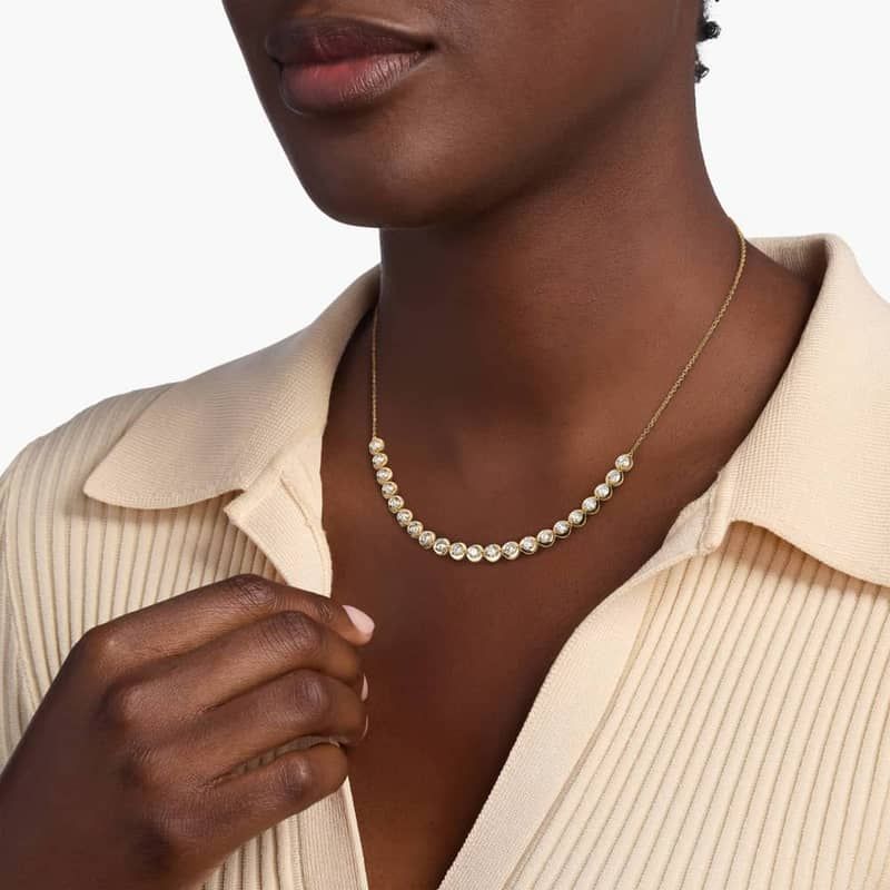 Illusion Extended Smile Necklace With Lab-Grown Diamonds in 14K Yellow Gold