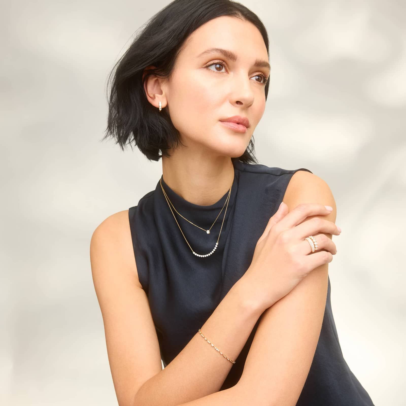 Diamond Smile Necklace with 1 CTW Round Cut Lab-Grown Diamonds in 14K Yellow Gold