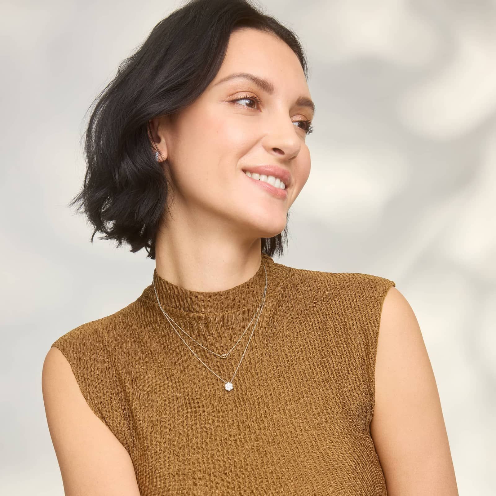 Cluster Diamond Flower Pendant Necklace with 0.5 CTW Round Cut Lab-Grown Diamonds in 14K White Gold