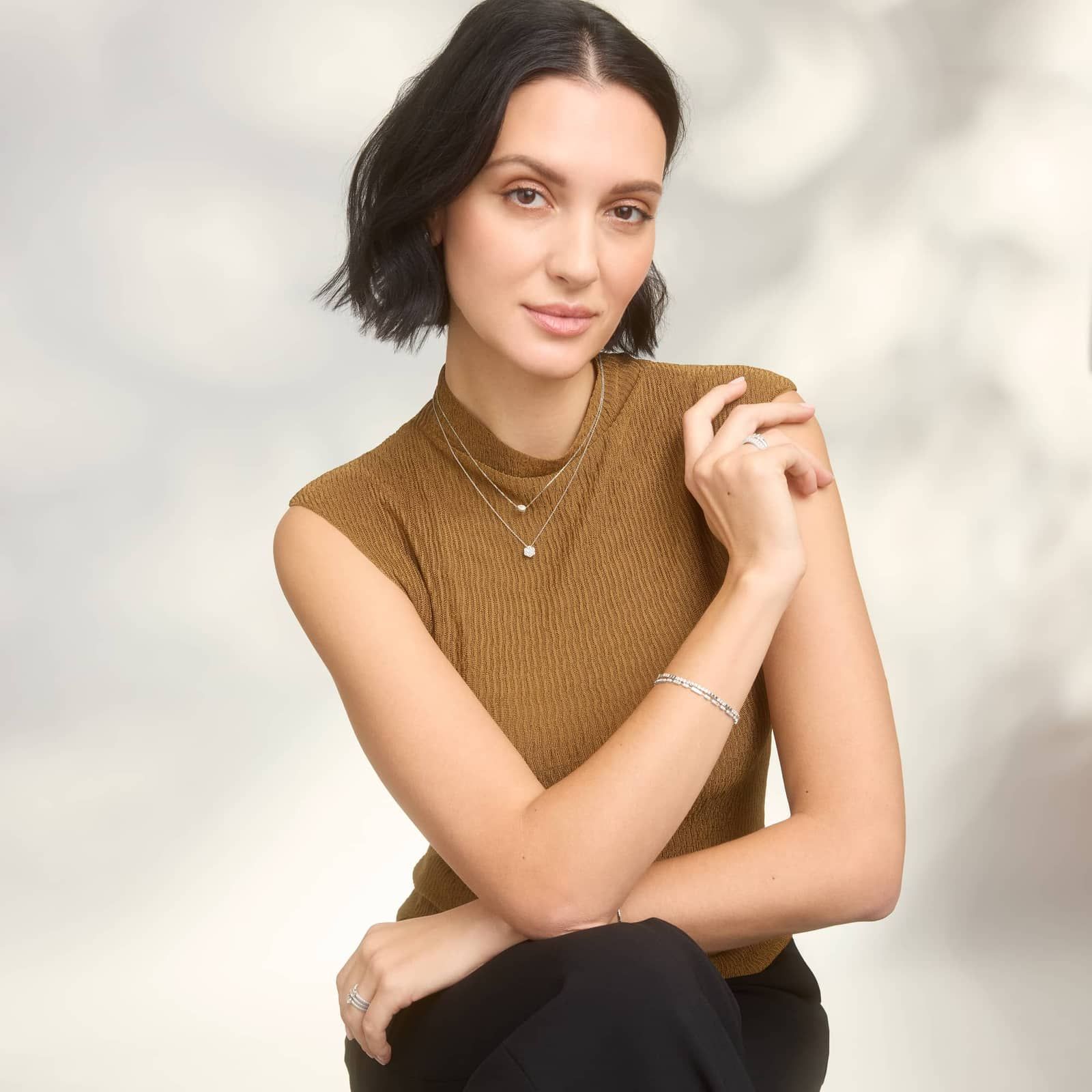 Cluster Diamond Flower Pendant Necklace with 0.5 CTW Round Cut Lab-Grown Diamonds in 14K White Gold