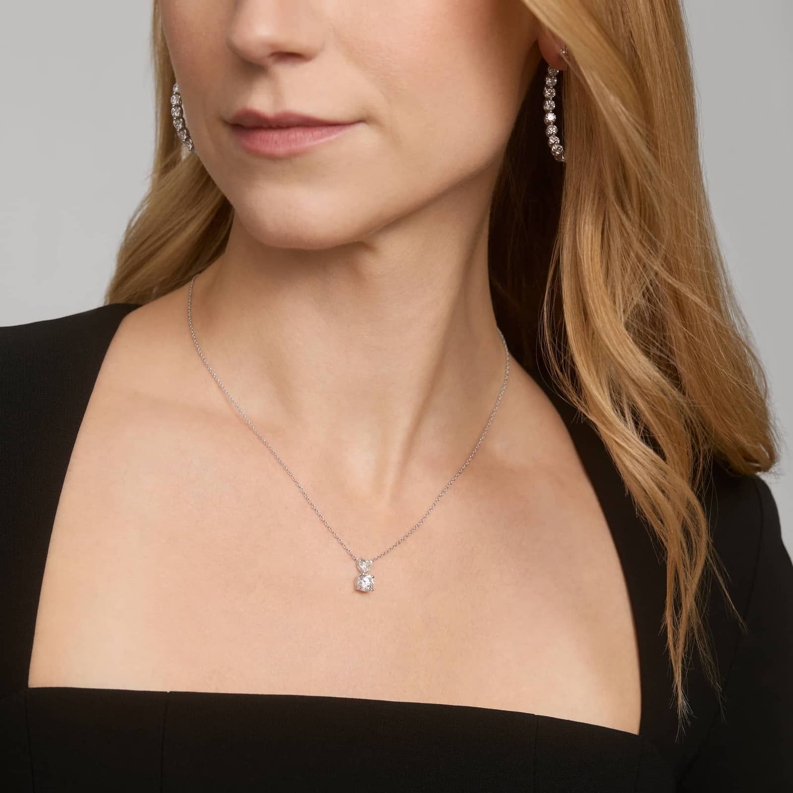 Diamond Drop Necklace with 1.5 CTW  Lab-Grown Diamonds in 14K White Gold